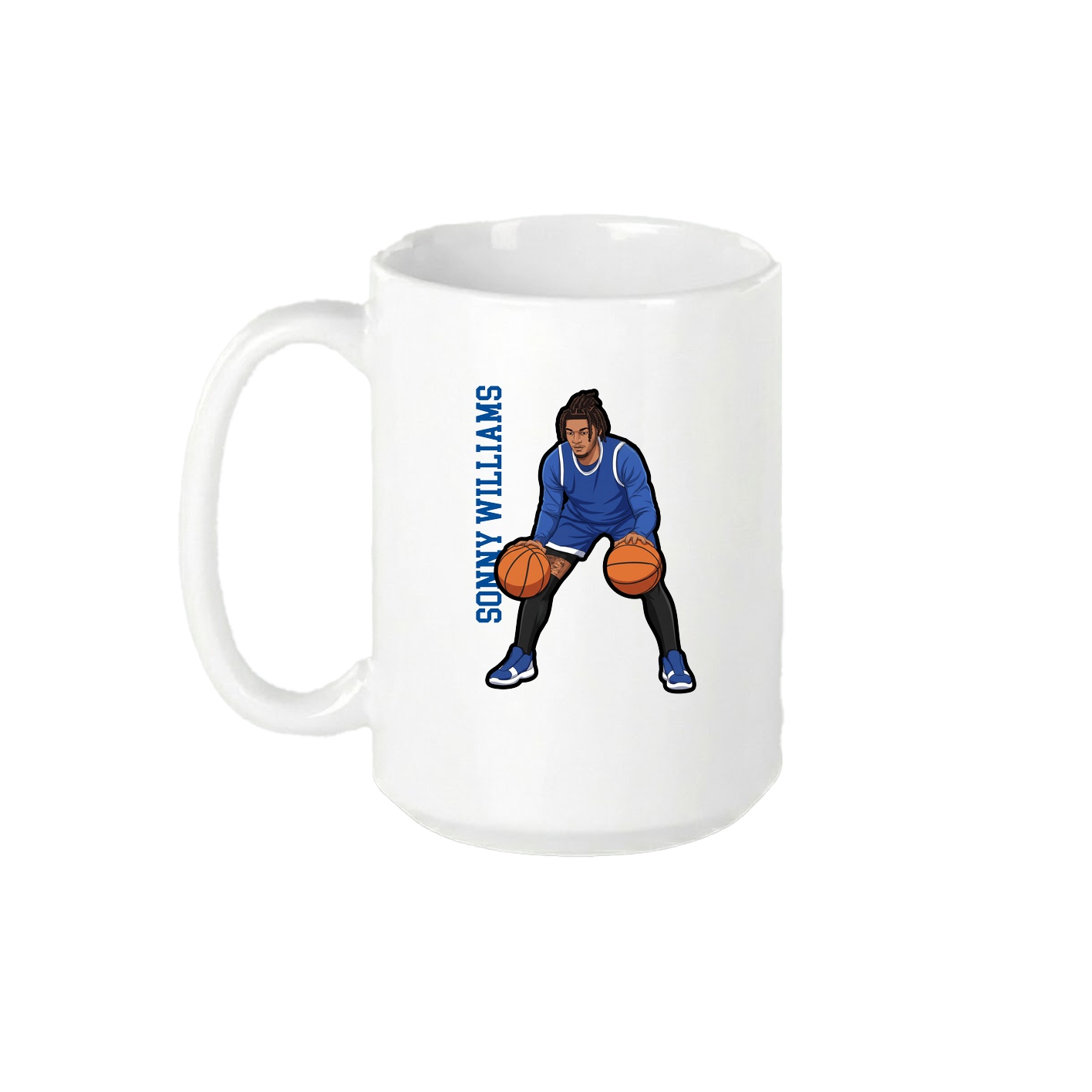 15oz Coffee Mug — Name Vertical in White