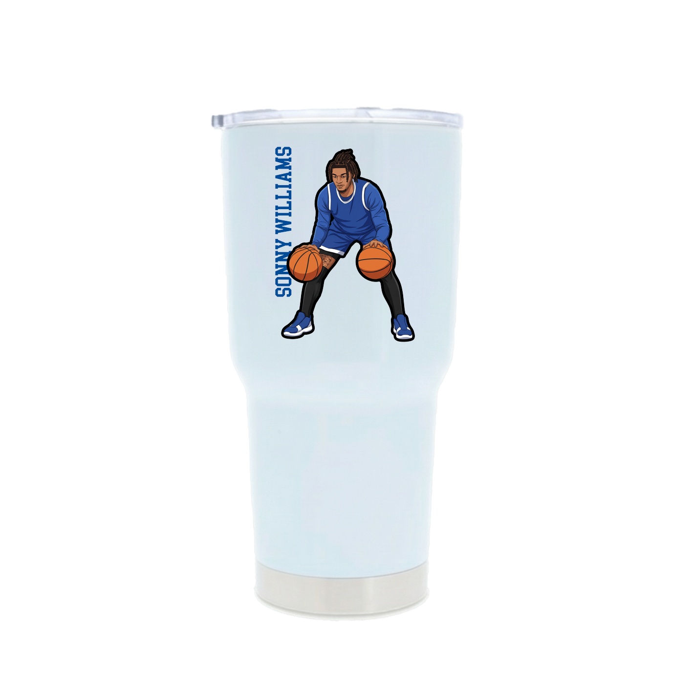 30oz Stainless Steel Tumbler — Name Vertical in White