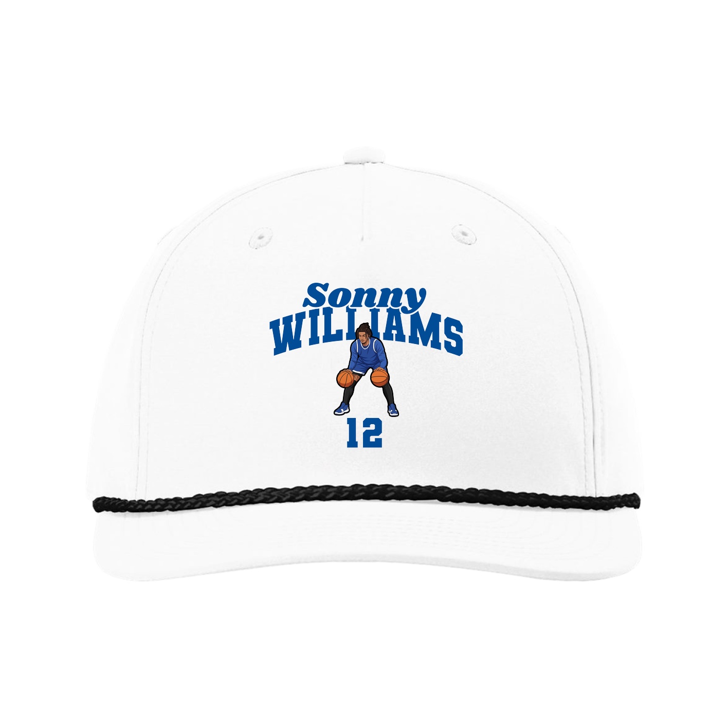 Five-Panel Classic Rope Cap — Signature Arch in White