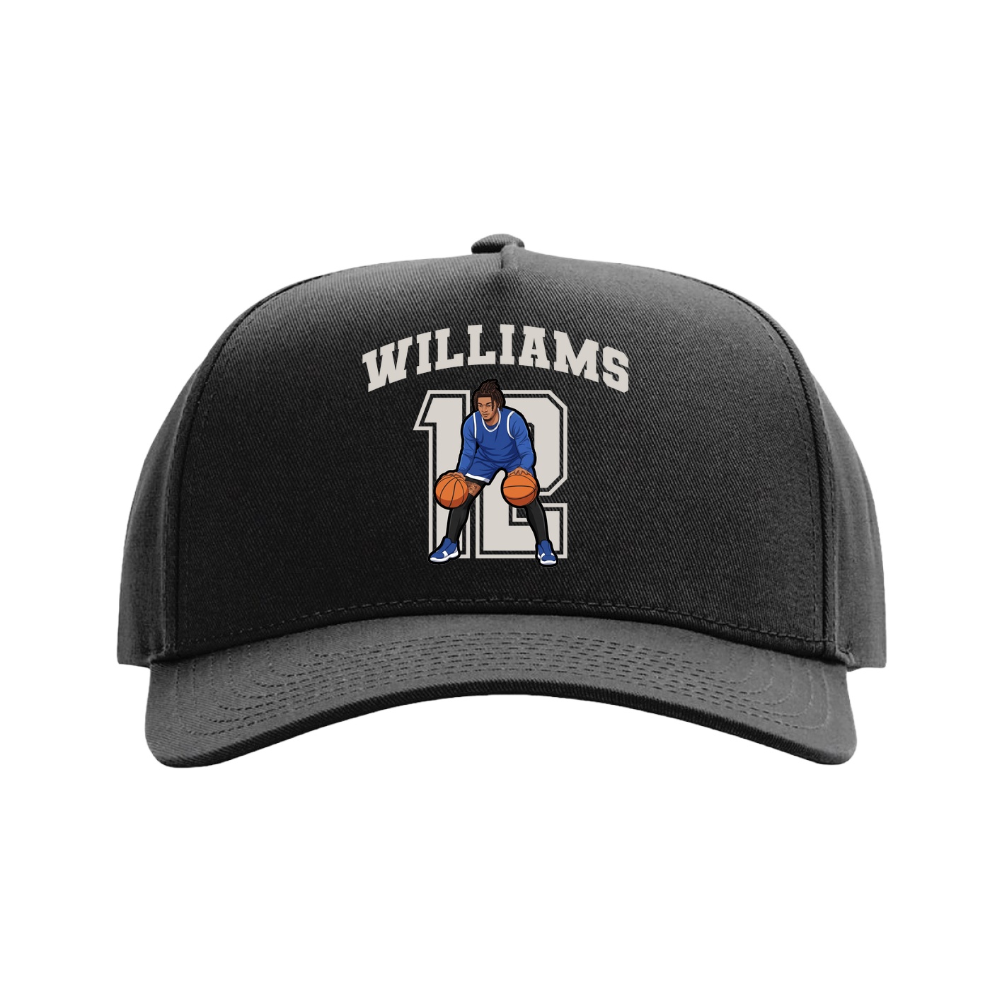 Full Fabric Five-Panel Champ Cap — Number in Black