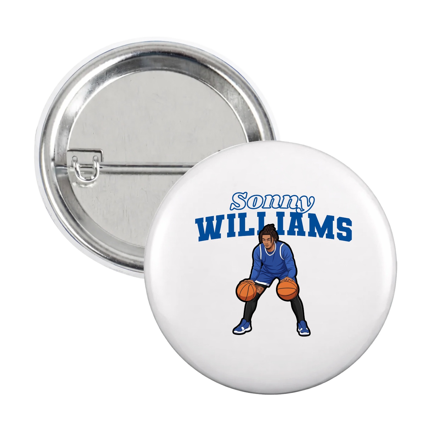 Game Day Button — Name Arch in White