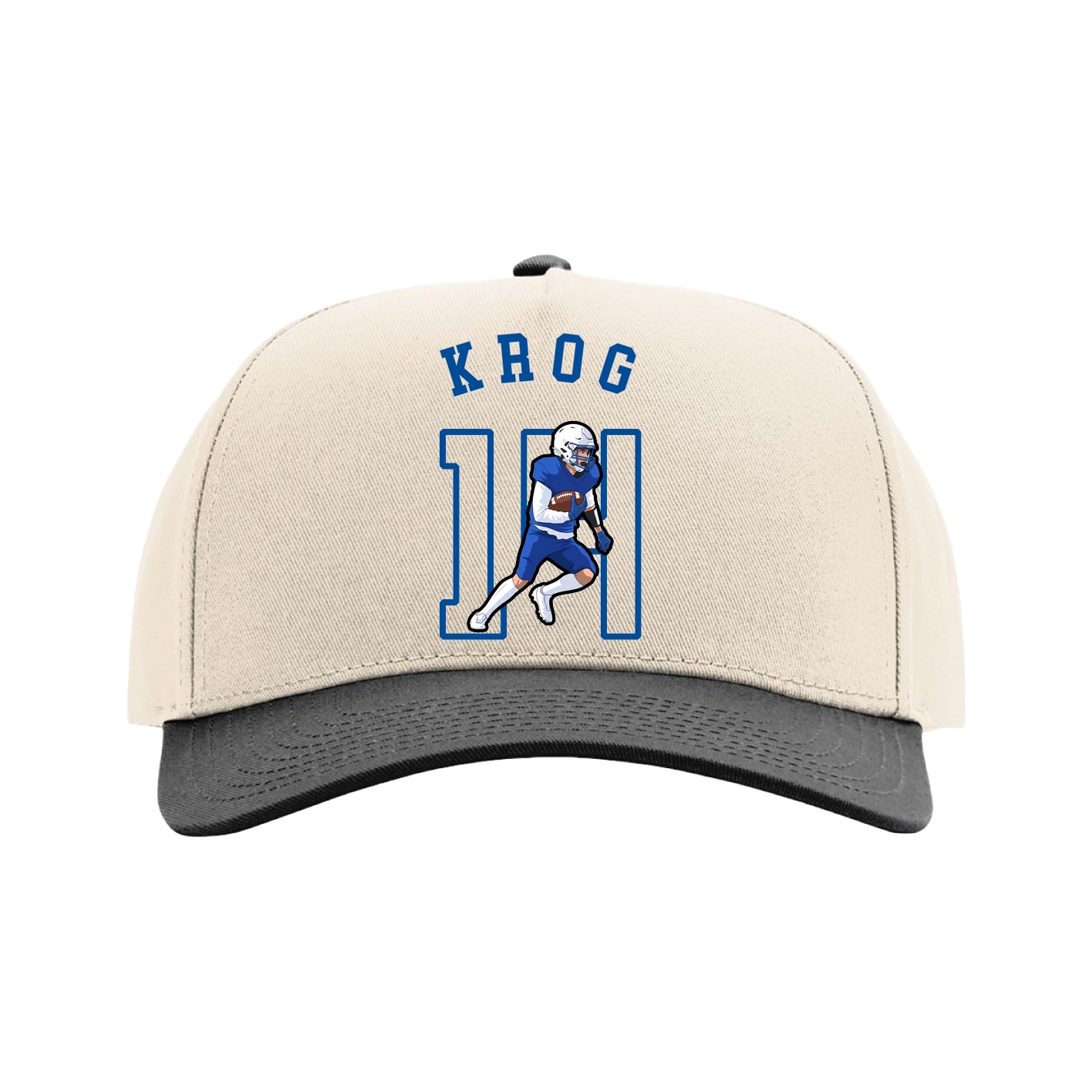 Full Fabric Five-Panel Champ Cap — Shirsey Arch in Cream/Black