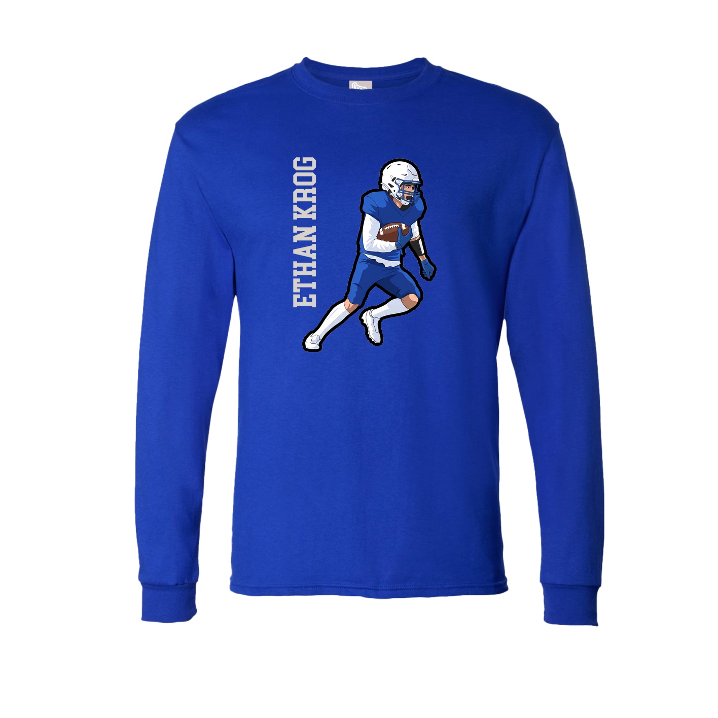 Long Sleeve Tee — Name Vertical in Royal