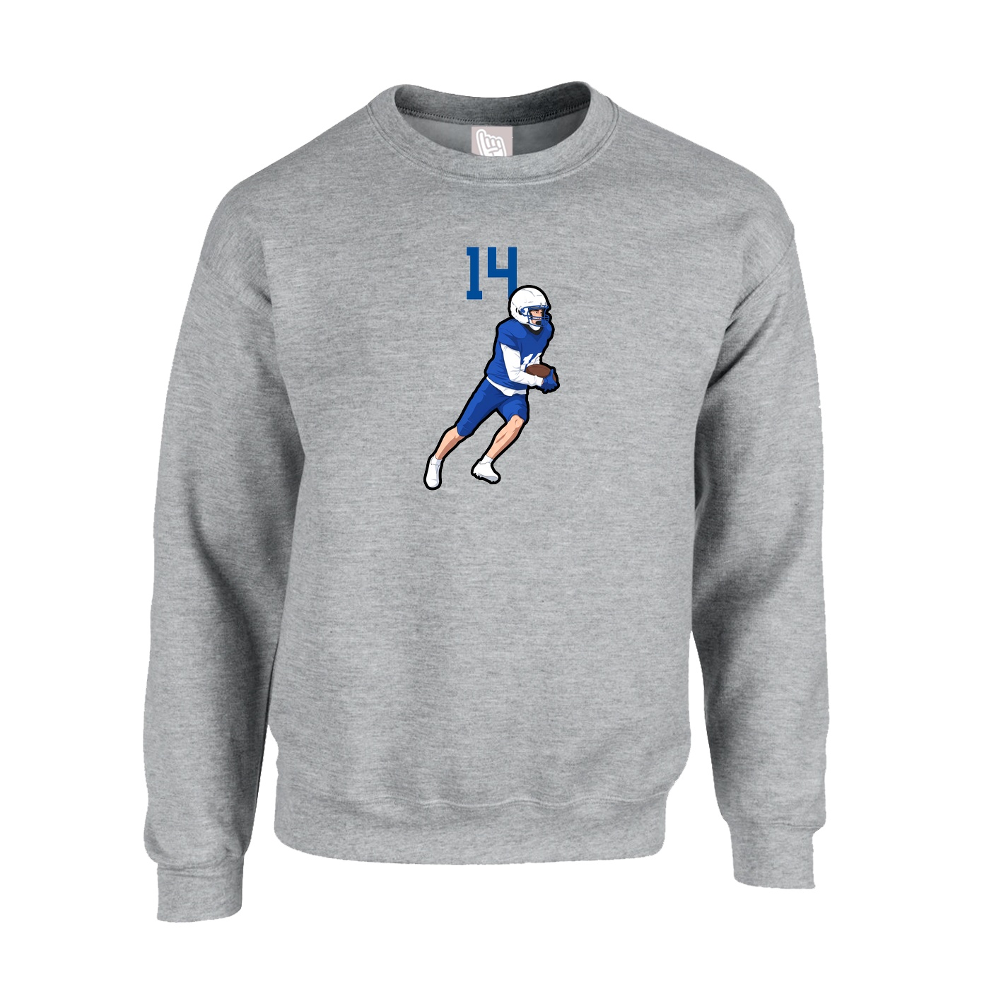 Fleece Crew — Number Top in Grey