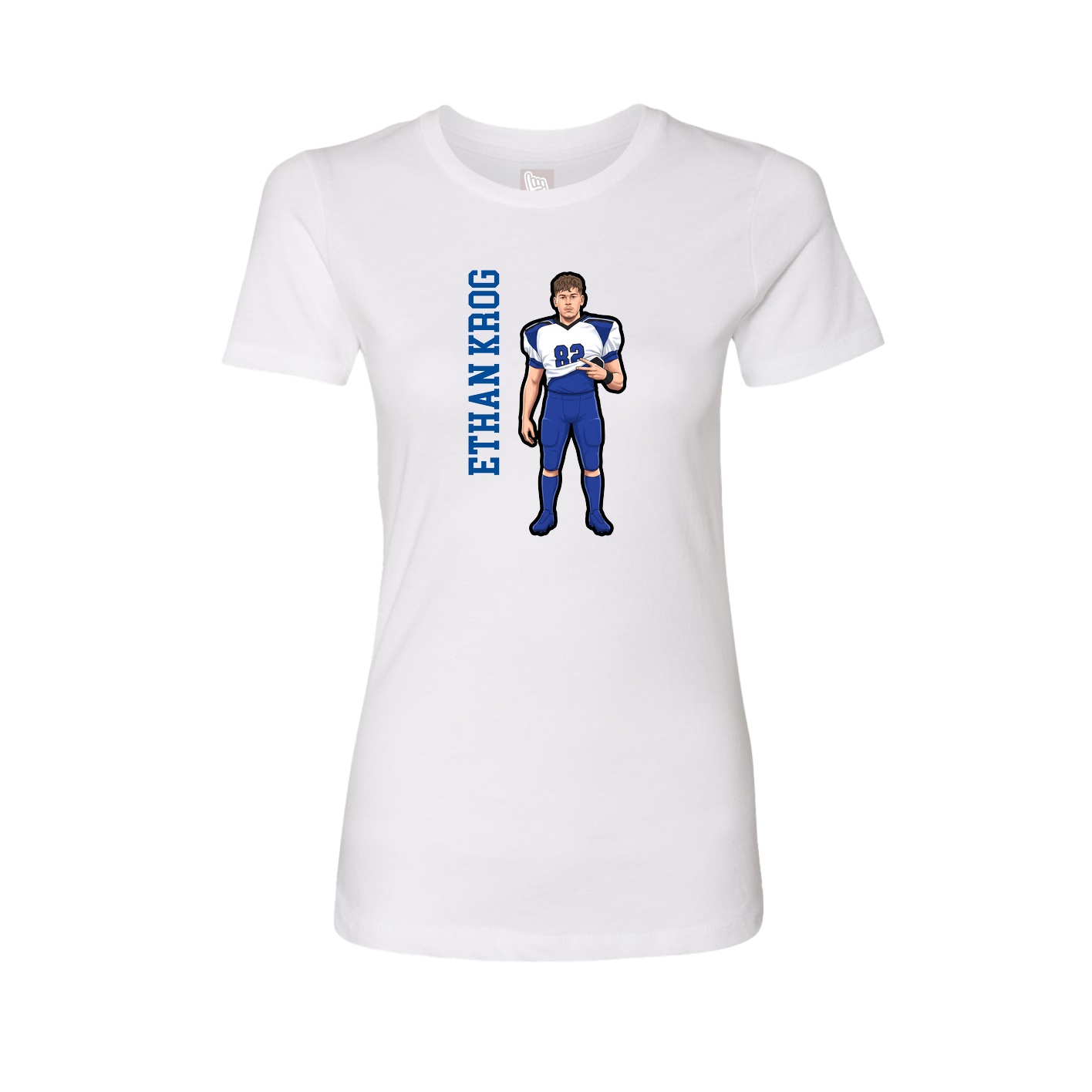Womens Tee — Name Vertical in White