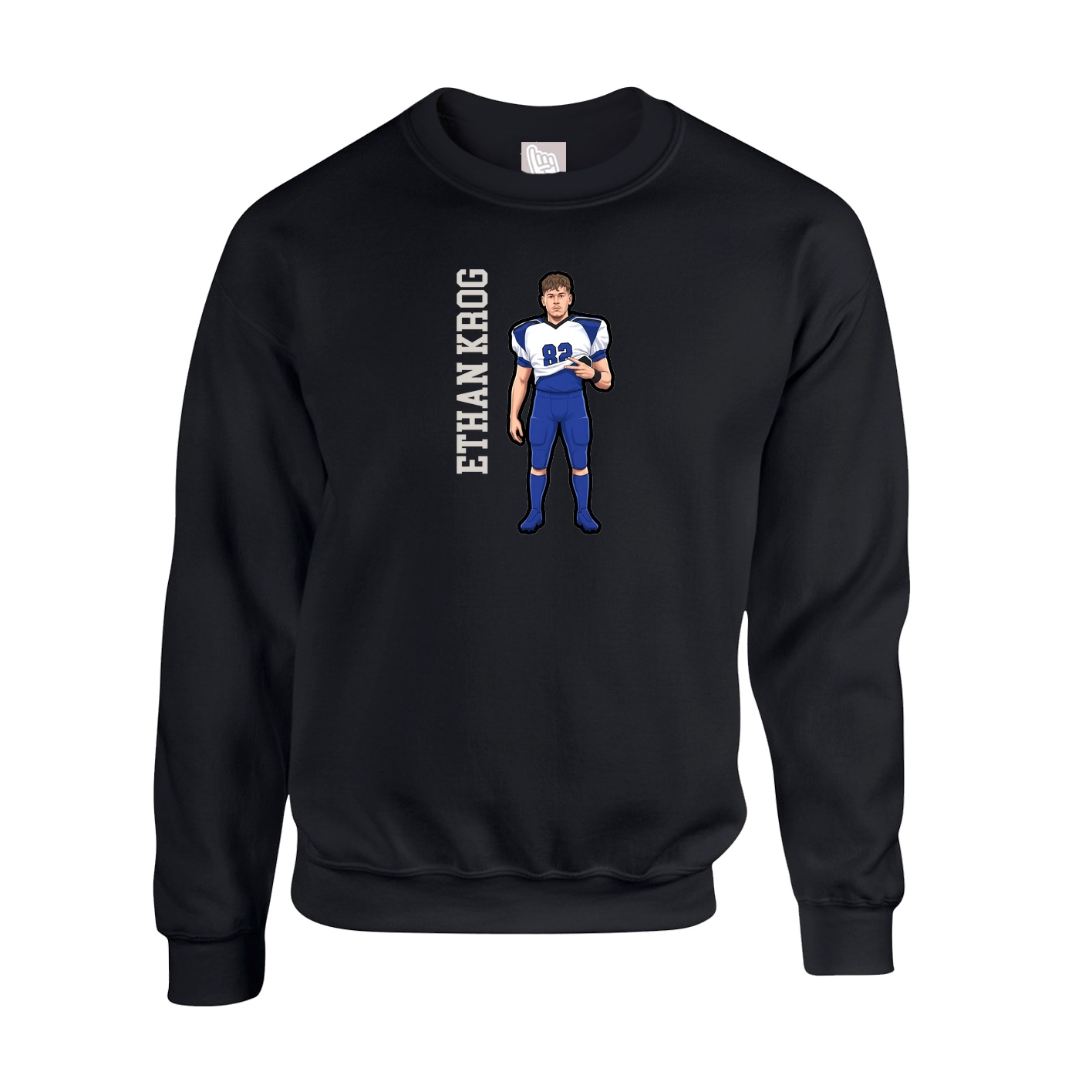 Fleece Crew — Name Vertical in Black