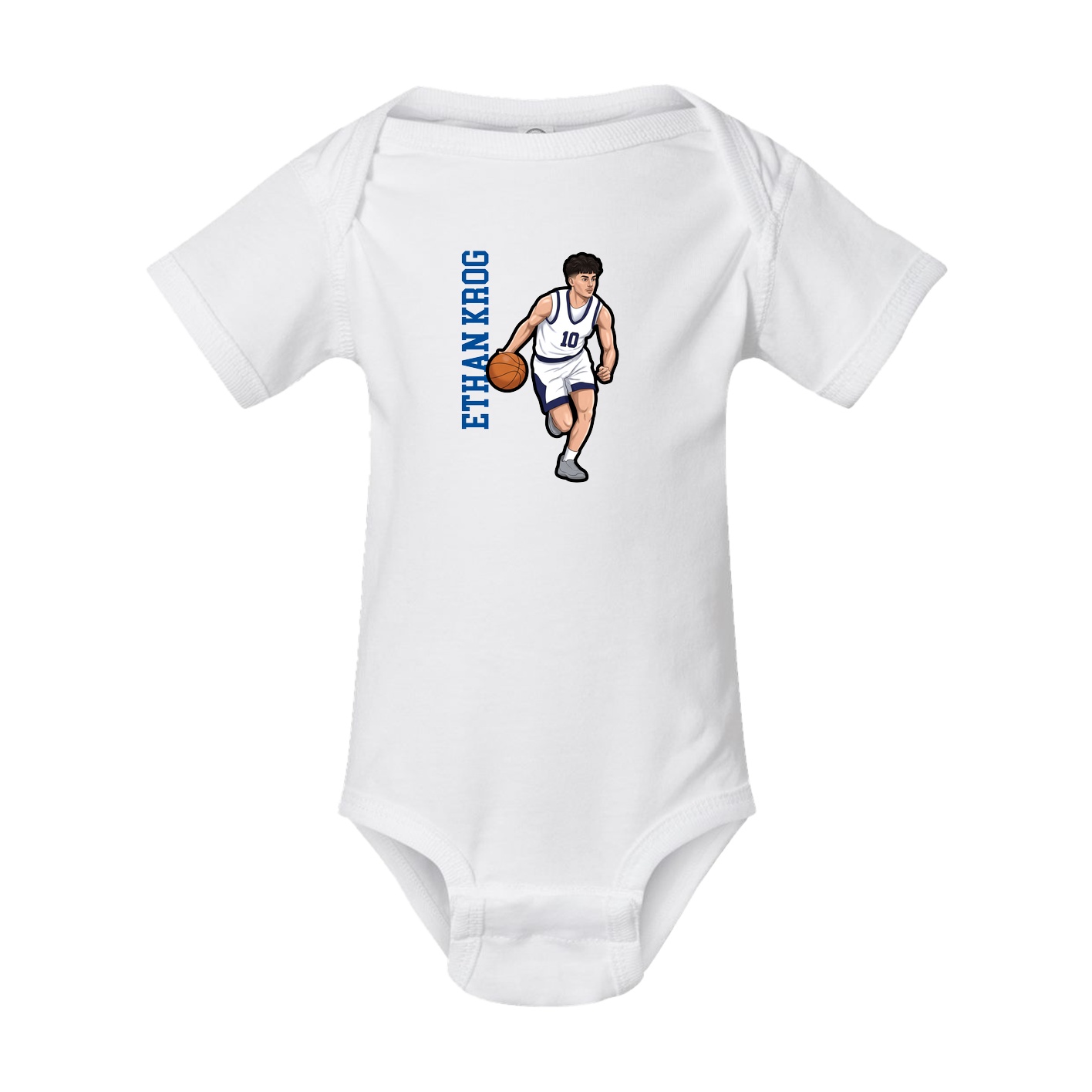 Baby Onesie — Name Vertical in White