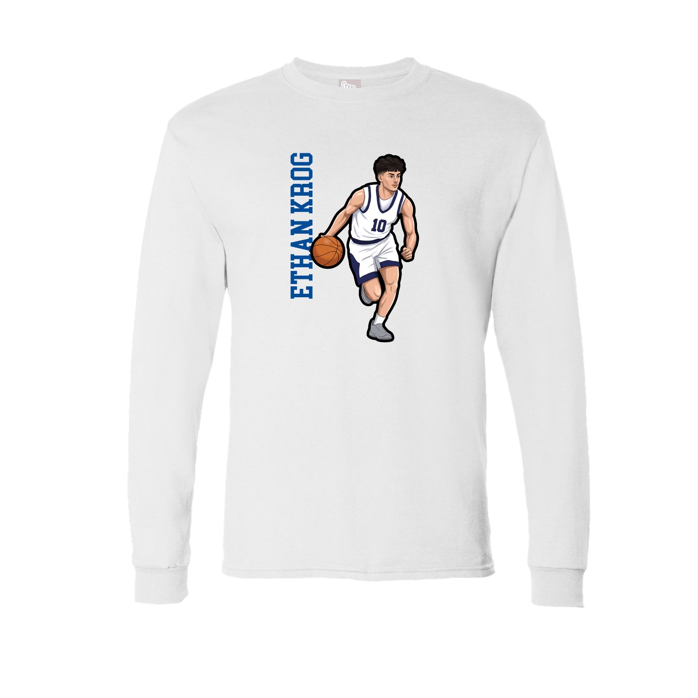 Long Sleeve Tee — Name Vertical in White
