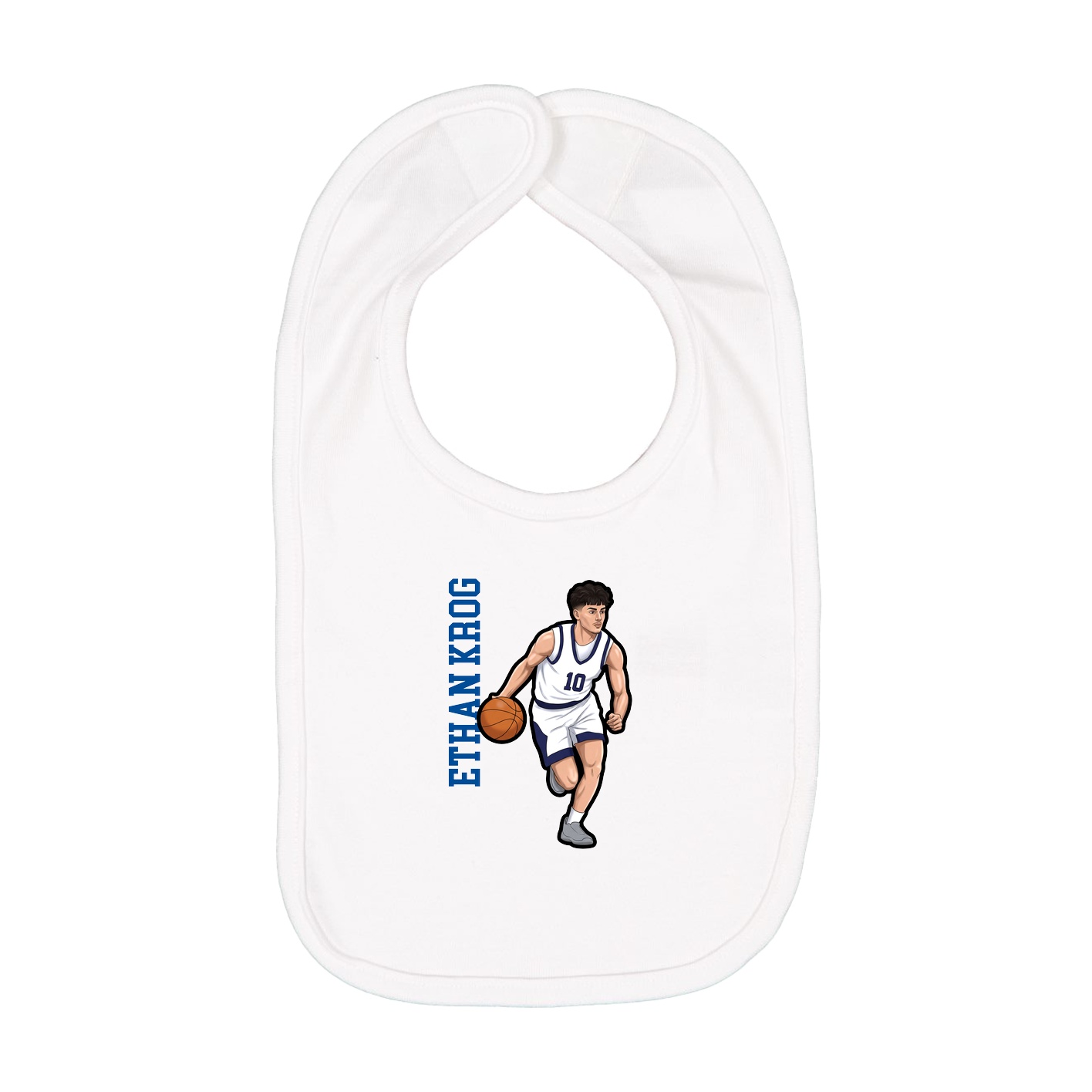 Infant Bib — Name Vertical in White