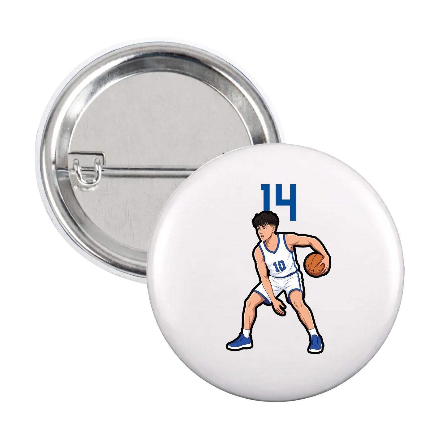 Game Day Button — Number Top in White