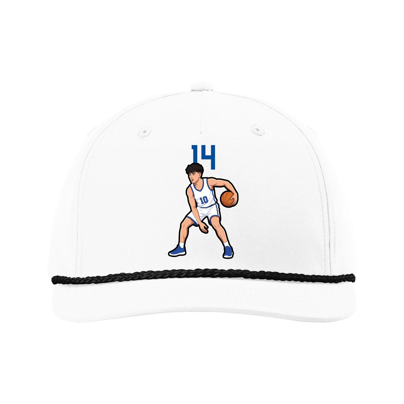 Five-Panel Classic Rope Cap — Number Top in White