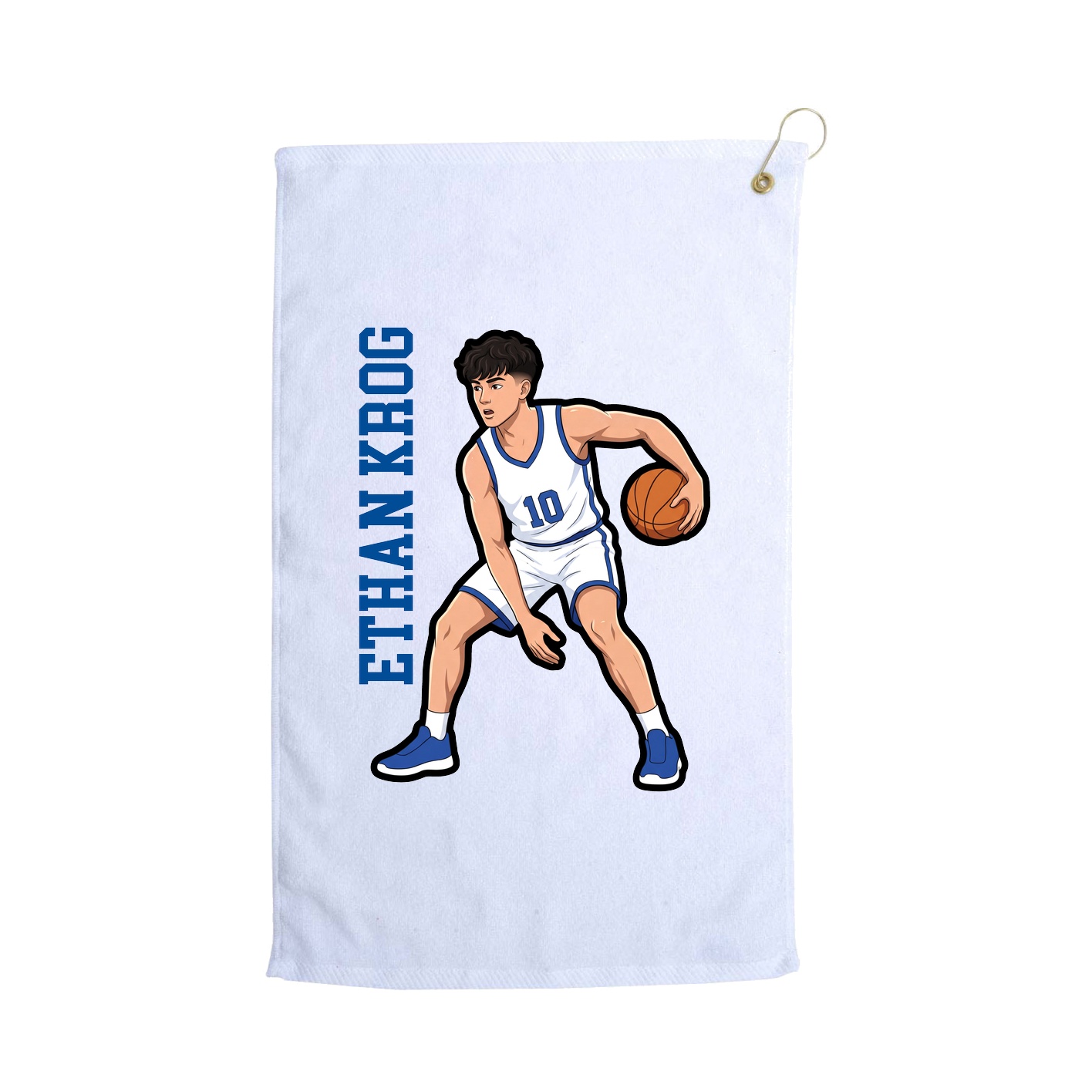Golf Towel — Name Vertical in White