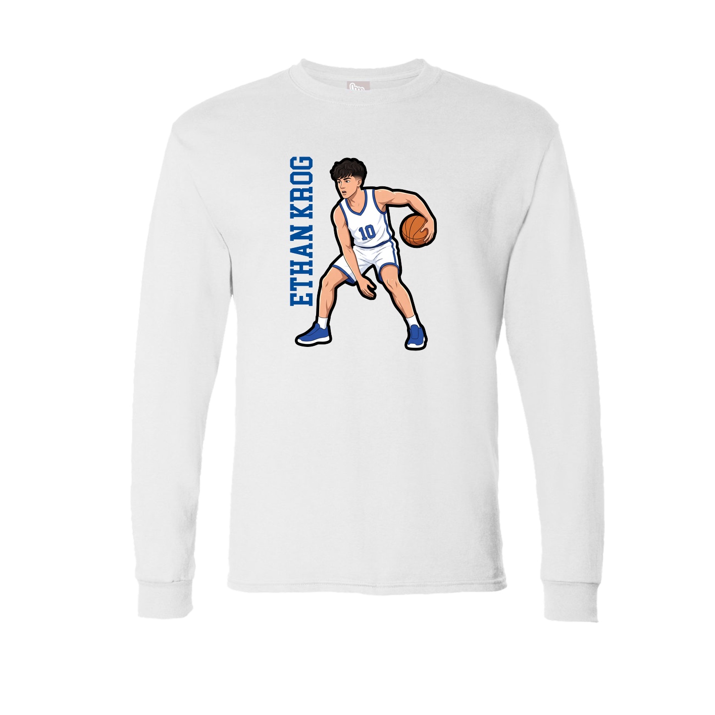 Long Sleeve Tee — Name Vertical in White