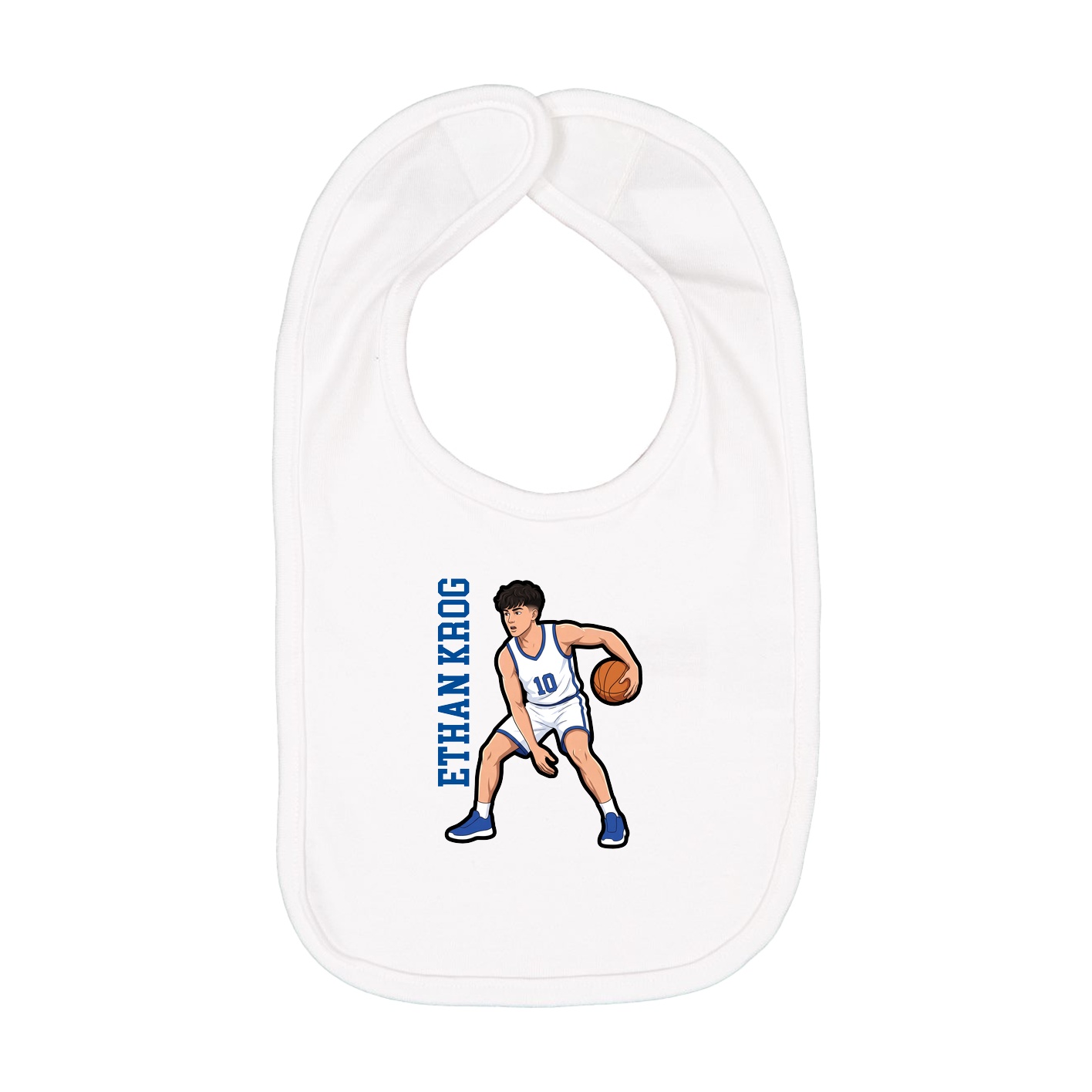 Infant Bib — Name Vertical in White