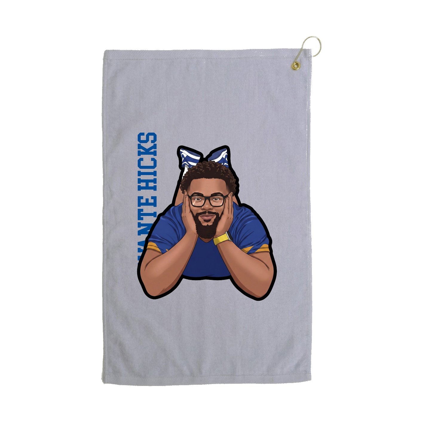 Golf Towel — Name Vertical in Grey
