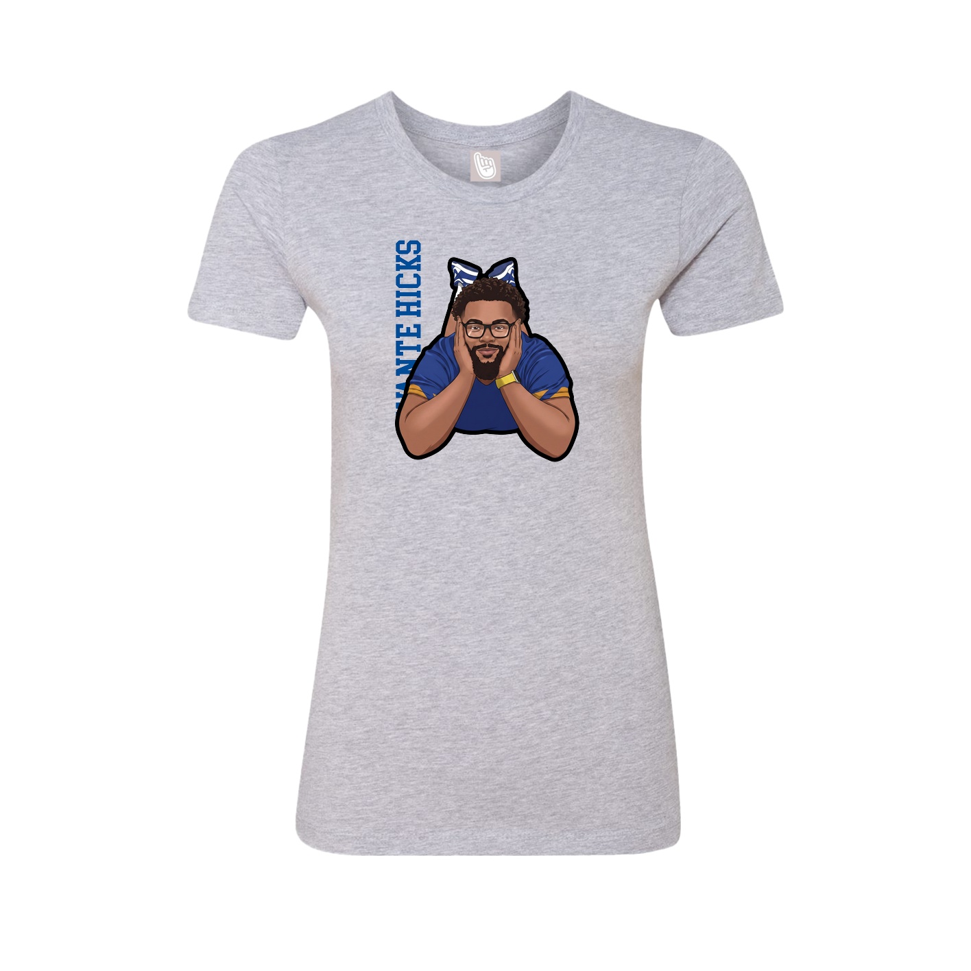 Fitted Women's Tee — Name Vertical in Grey