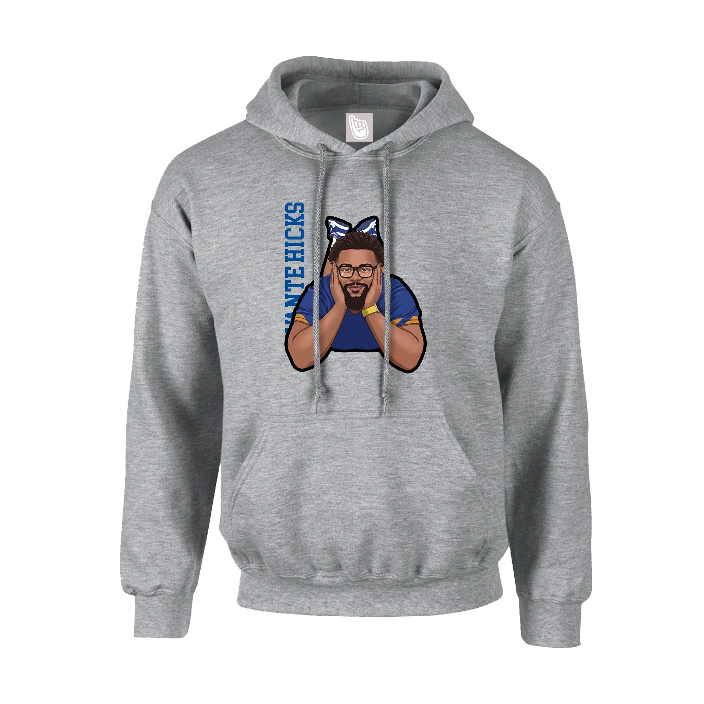 Hoodie — Name Vertical in Grey