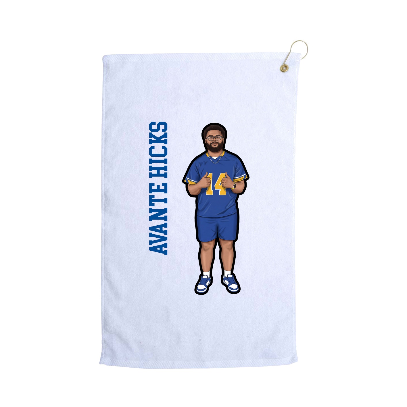 Golf Towel — Name Vertical in White
