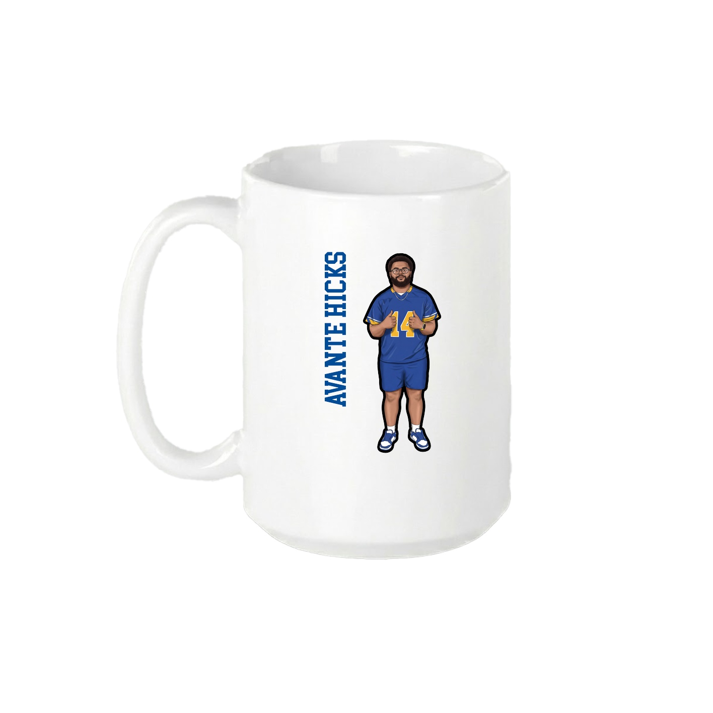 15oz Coffee Mug — Name Vertical in White