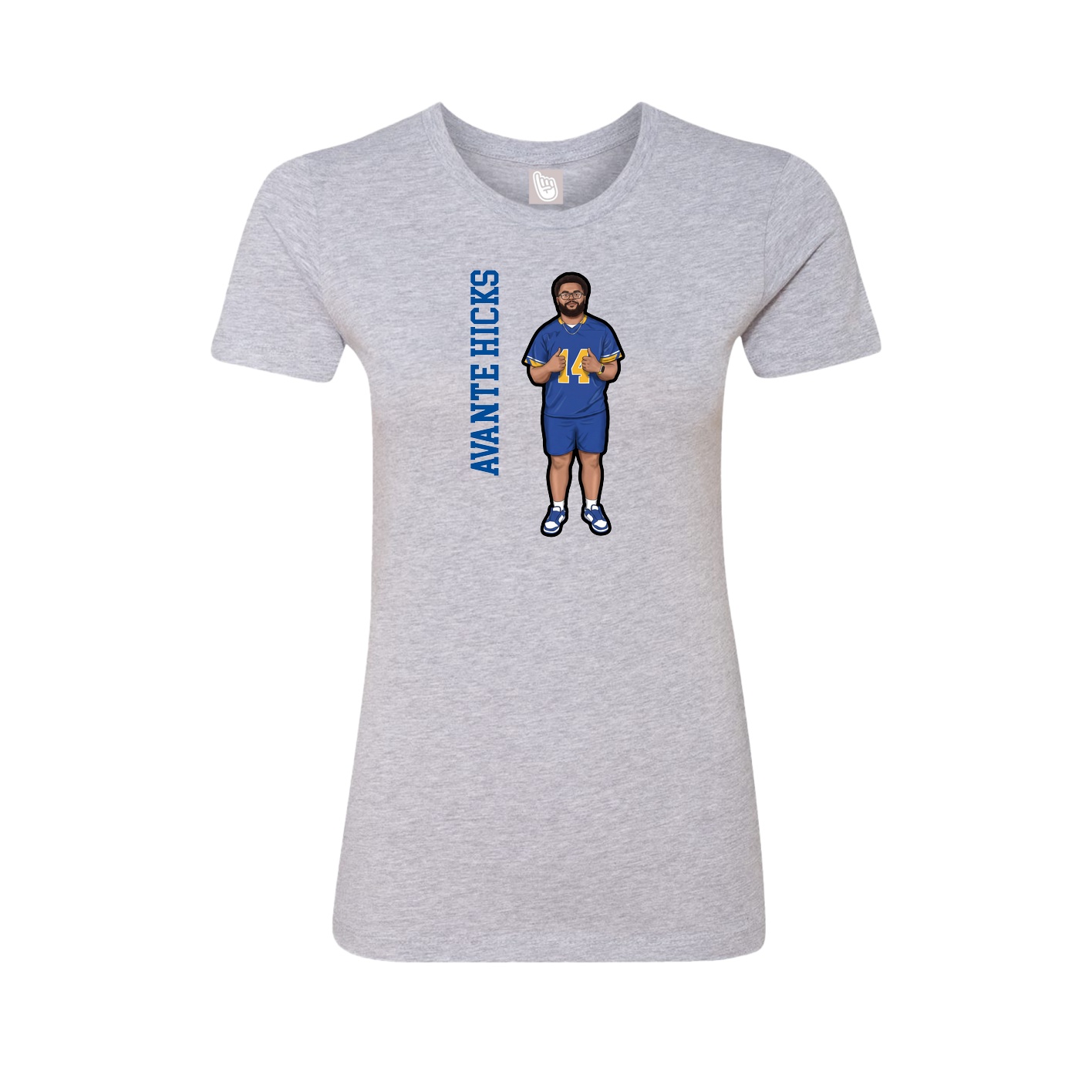 Womens Tee — Name Vertical in Grey