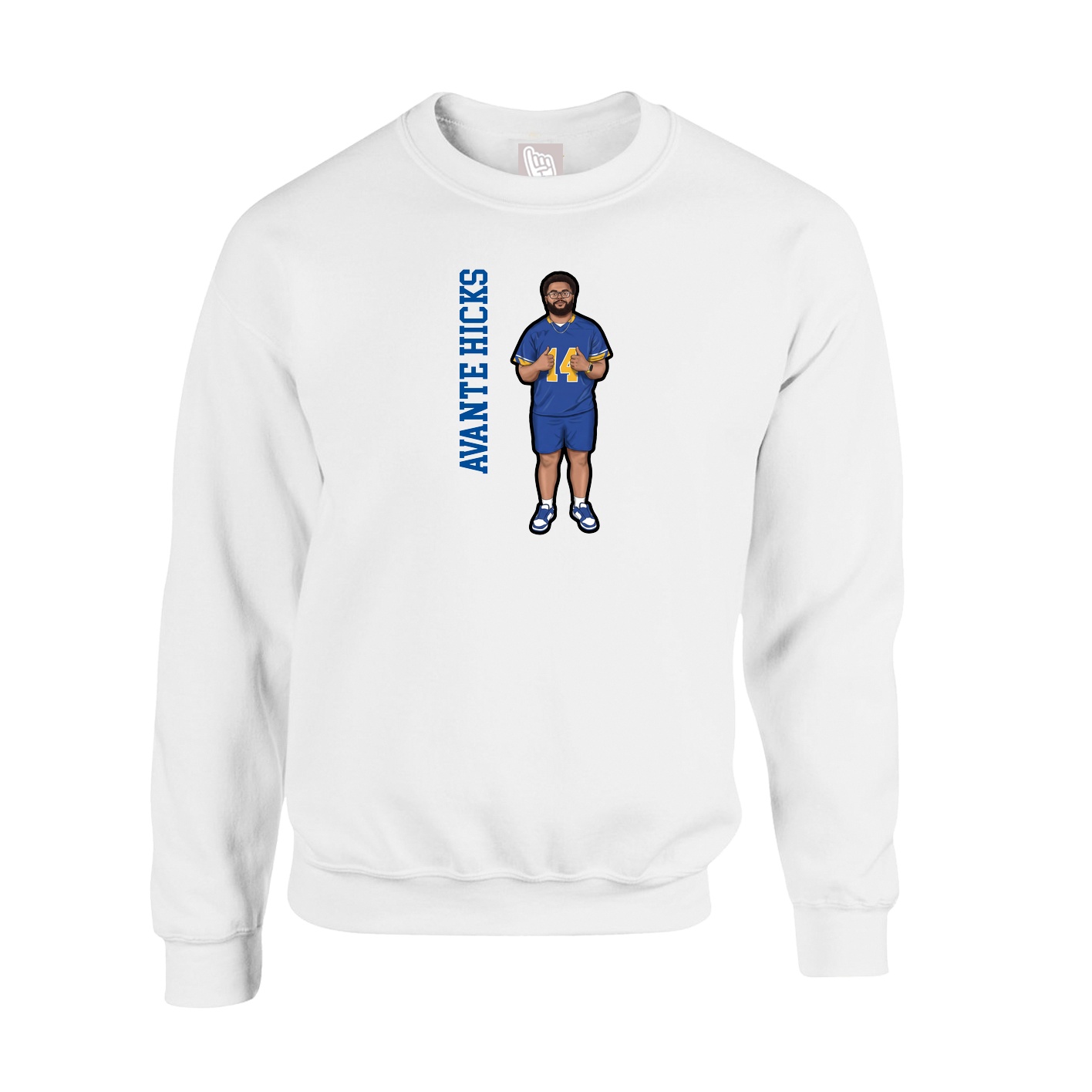 Fleece Crew — Name Vertical in White