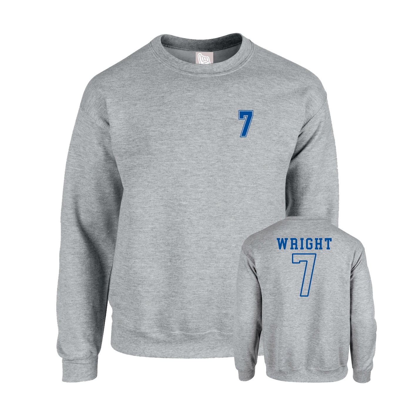 Fleece Crew — Chest Back in Grey