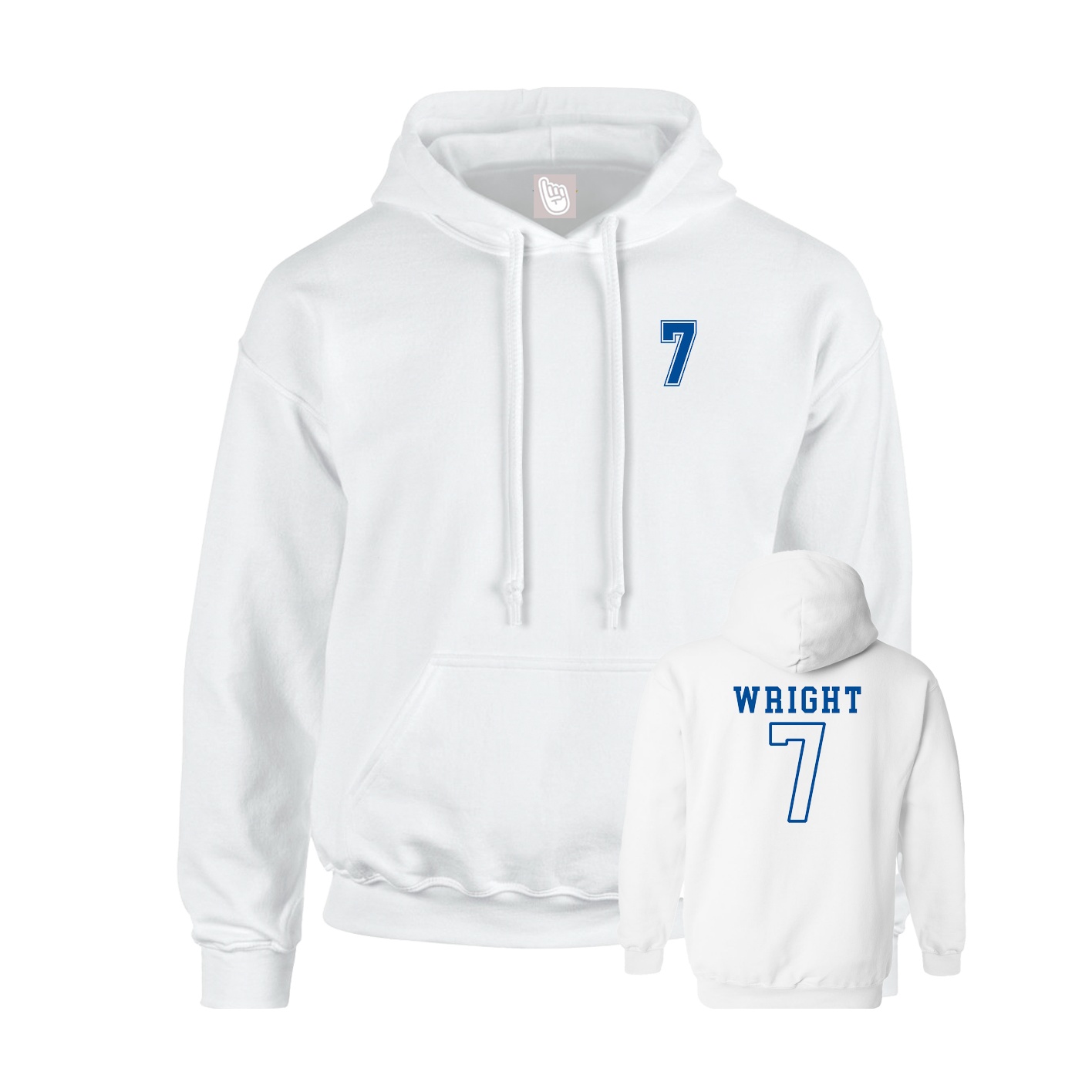 Youth Hoodie — Chest Back in White
