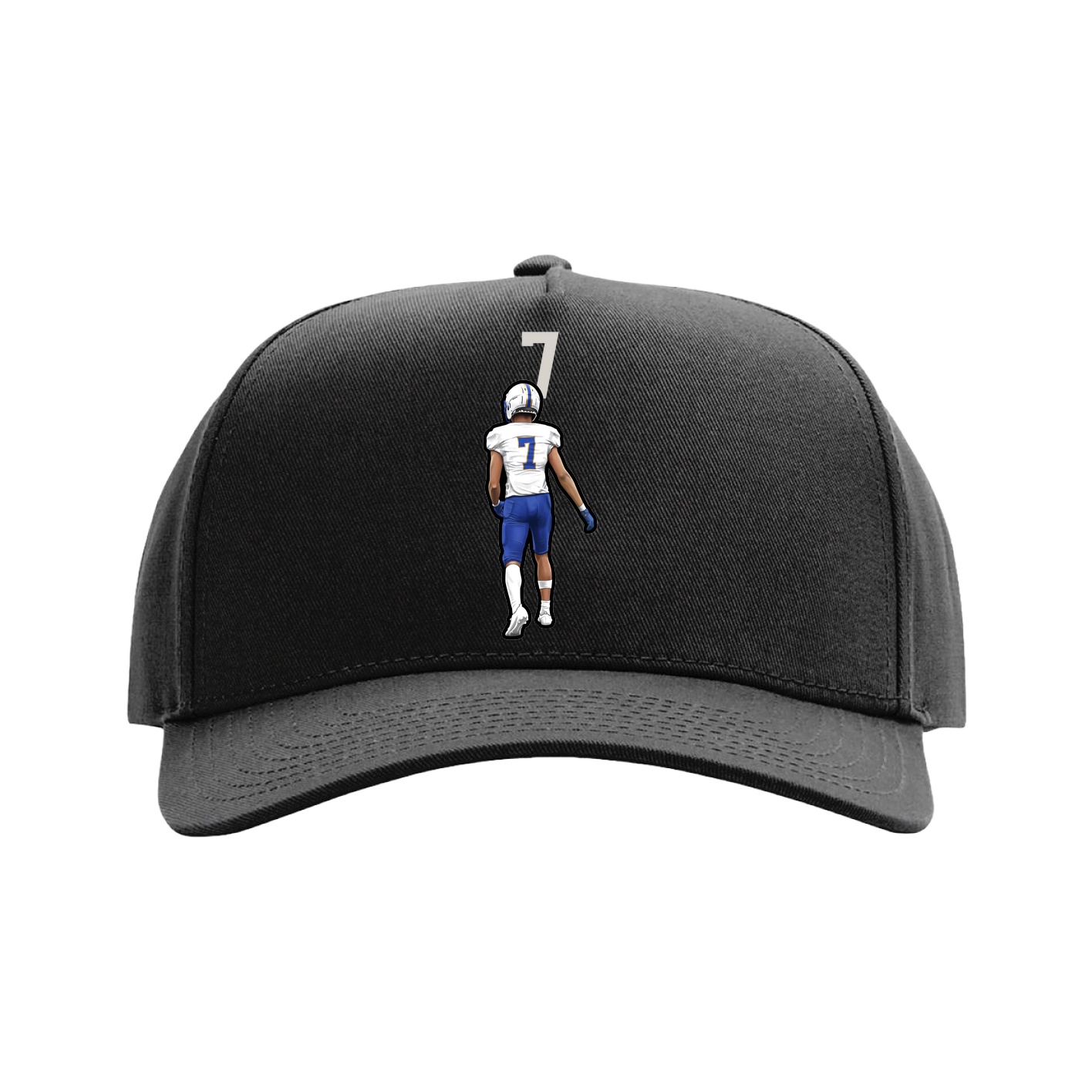 Full Fabric Five-Panel Champ Cap — Number Top in Black