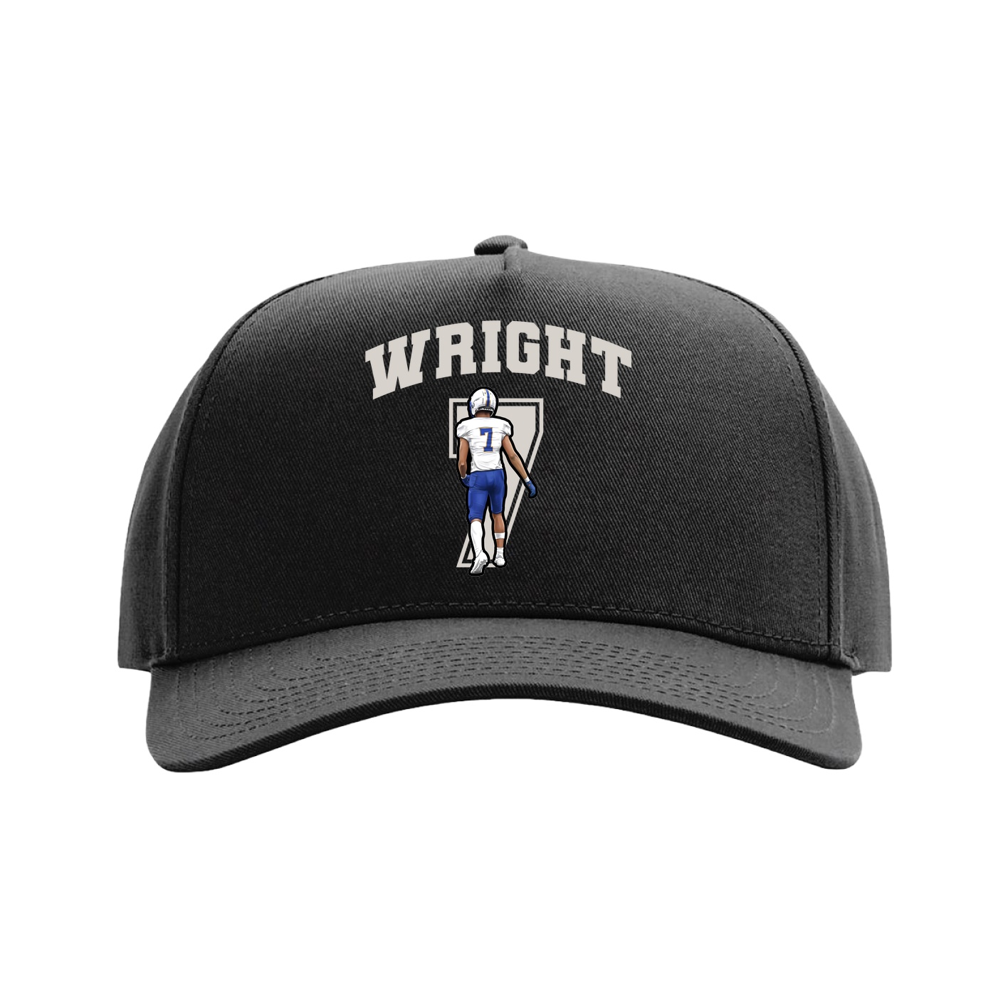 Full Fabric Five-Panel Champ Cap — Number in Black
