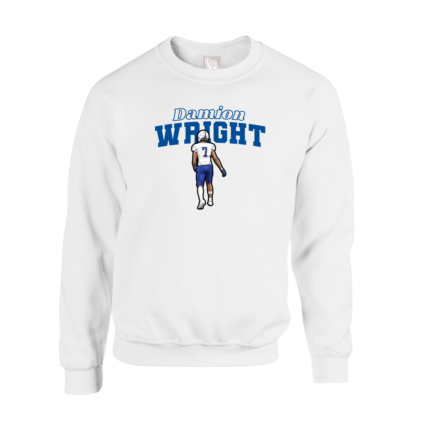 Fleece Crew — Name Arch in White