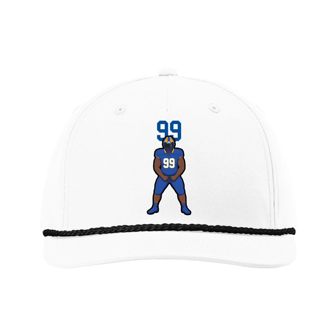Five-Panel Classic Rope Cap — Number Top in White