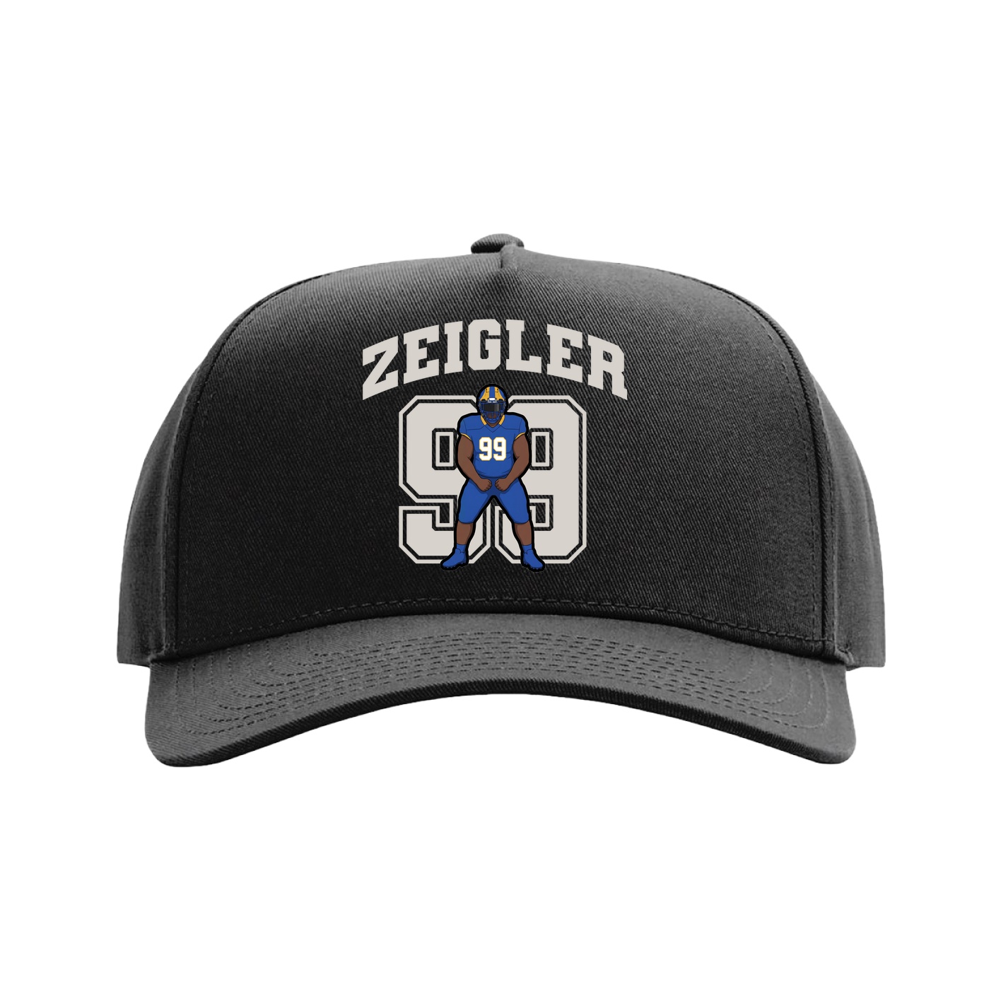 Full Fabric Five-Panel Champ Cap — Number in Black
