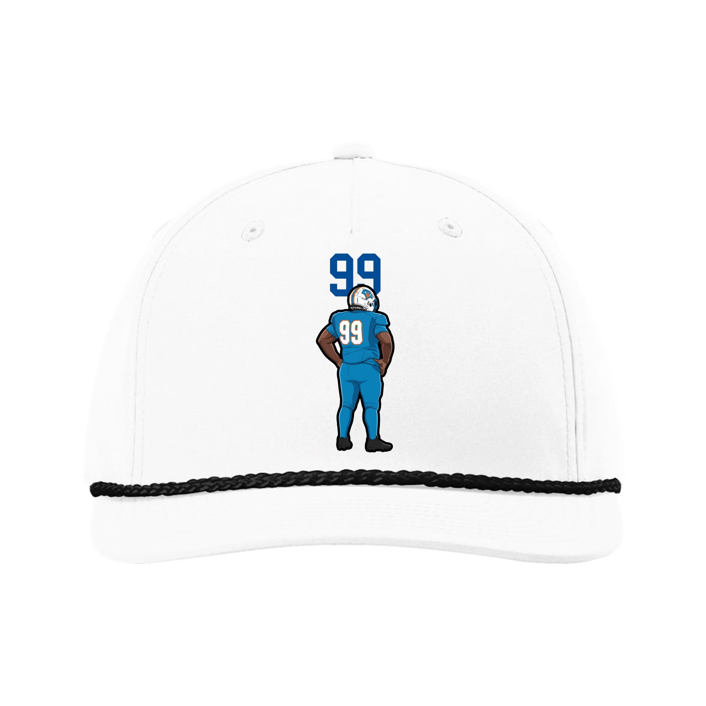 Five-Panel Classic Rope Cap — Number Top in White
