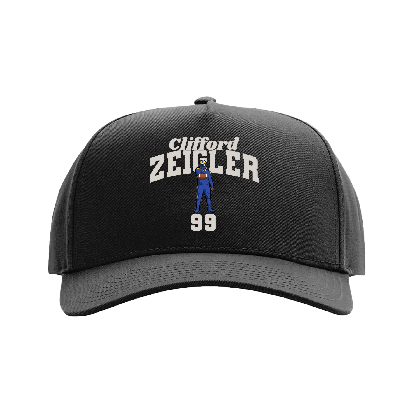 Full Fabric Five-Panel Champ Cap — Signature Arch in Black