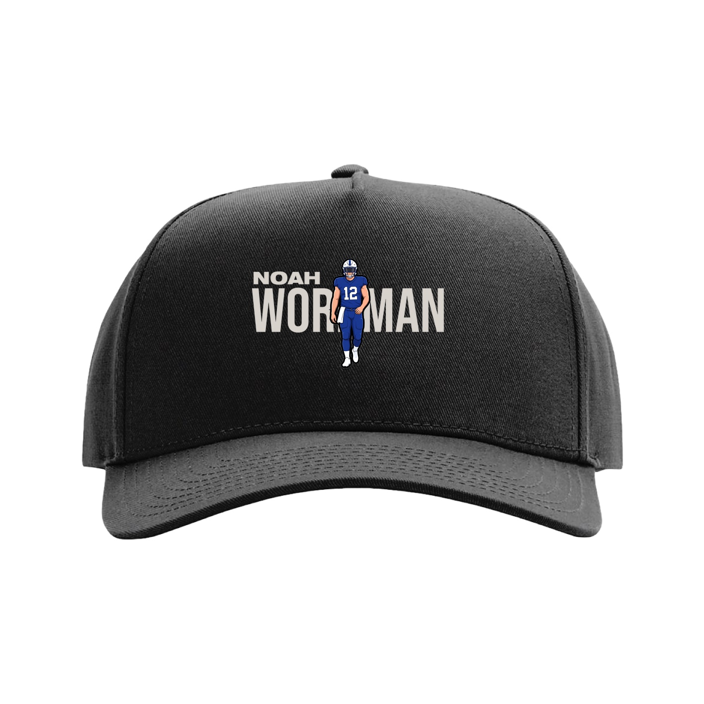 Full Fabric Five-Panel Champ Cap — Player Name in Black