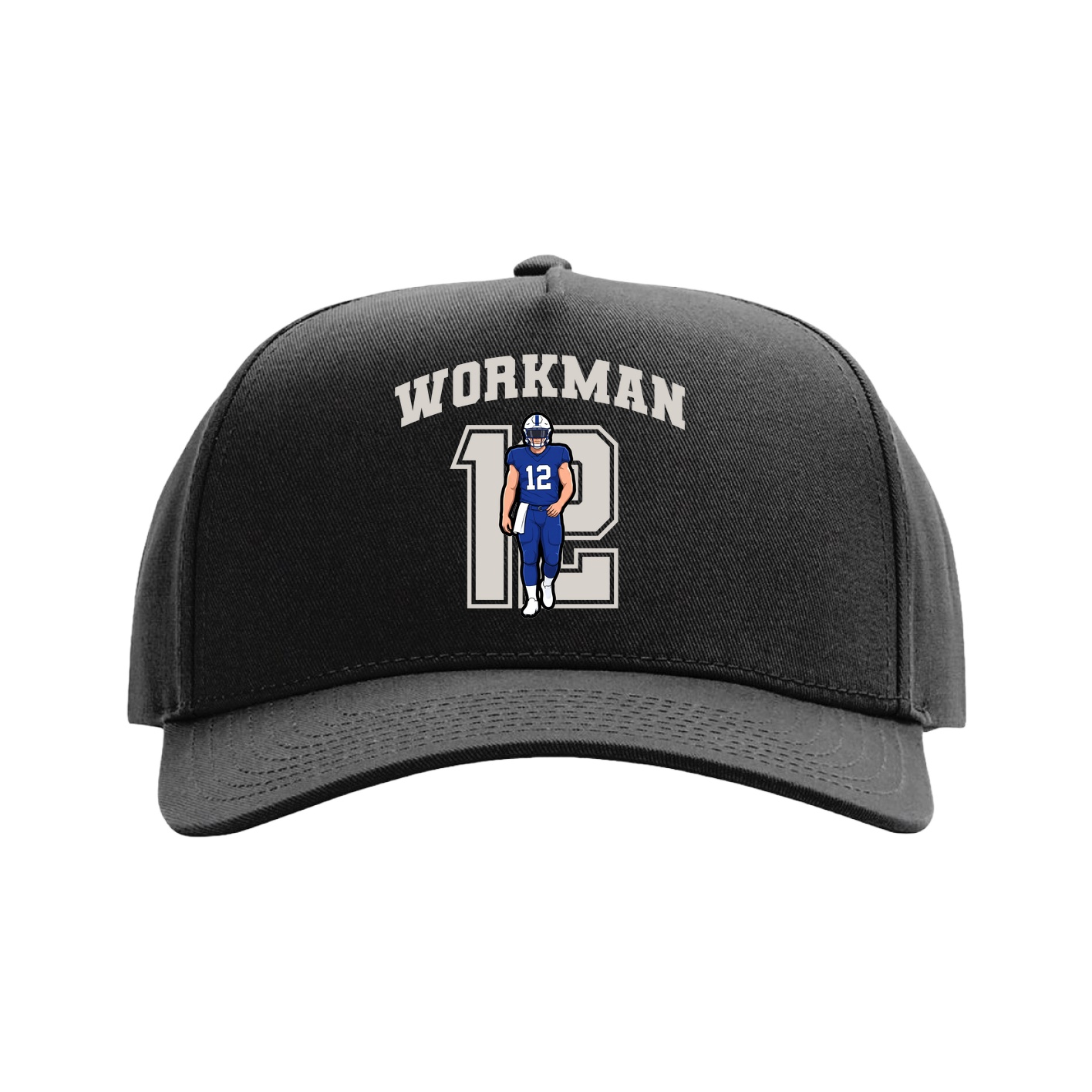 Full Fabric Five-Panel Champ Cap — Number in Black