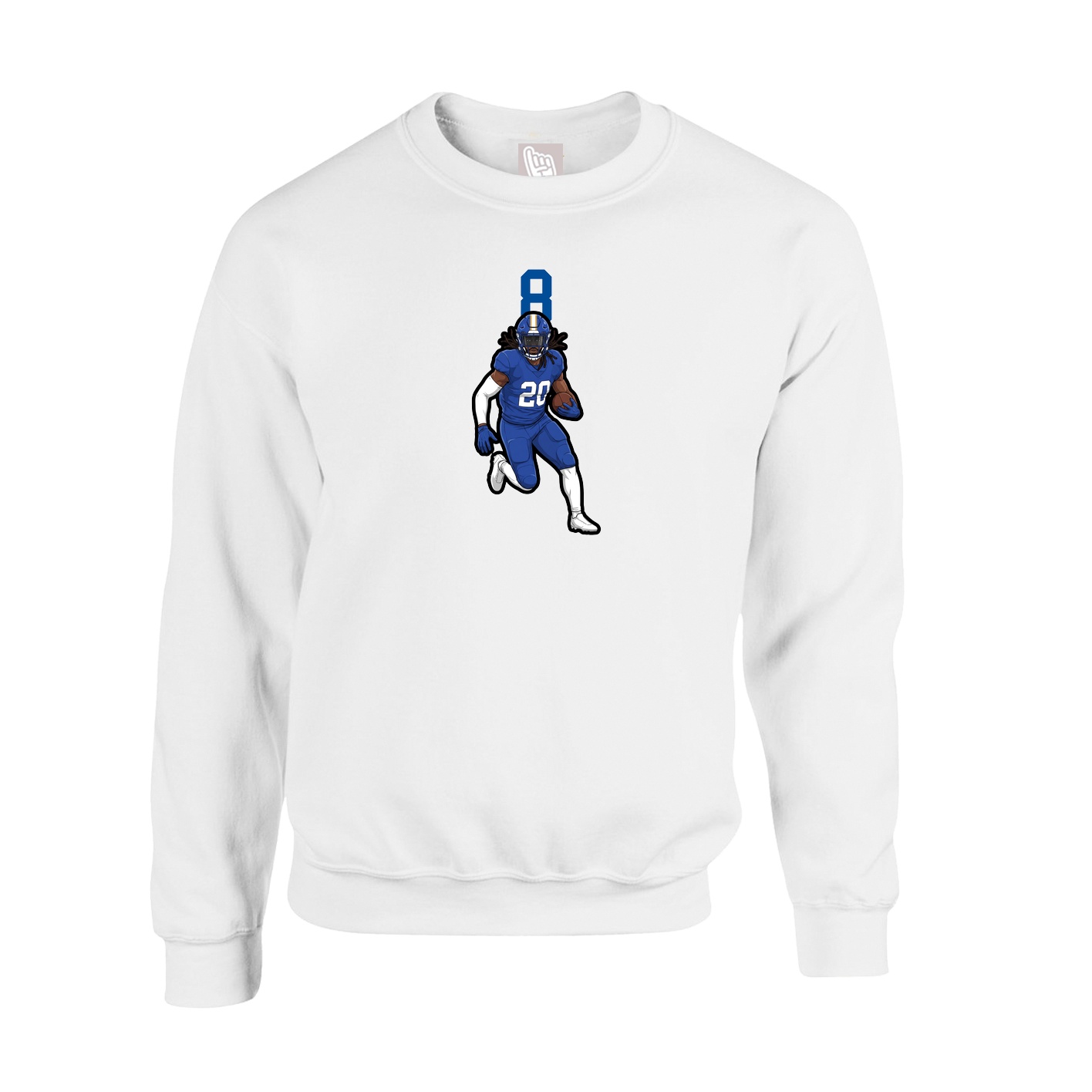 Fleece Crew — Number Top in White