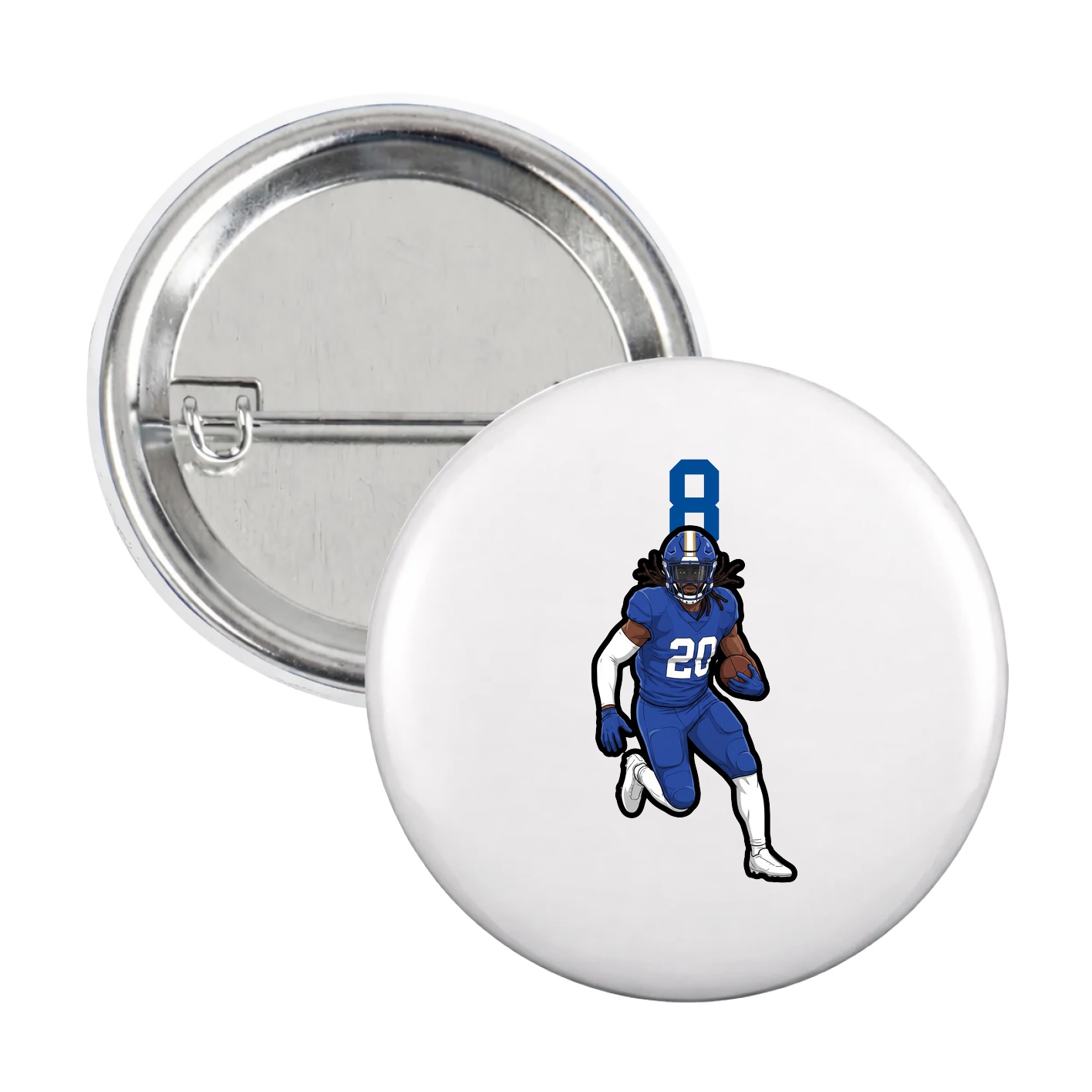 Game Day Button — Number Top in White
