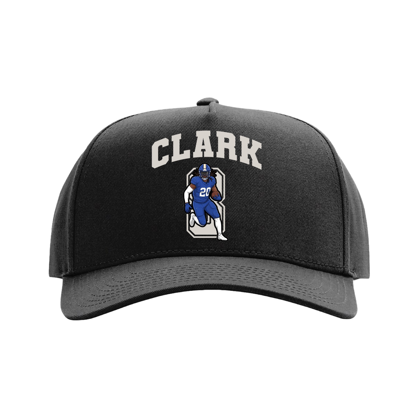 Full Fabric Five-Panel Champ Cap — Number in Black