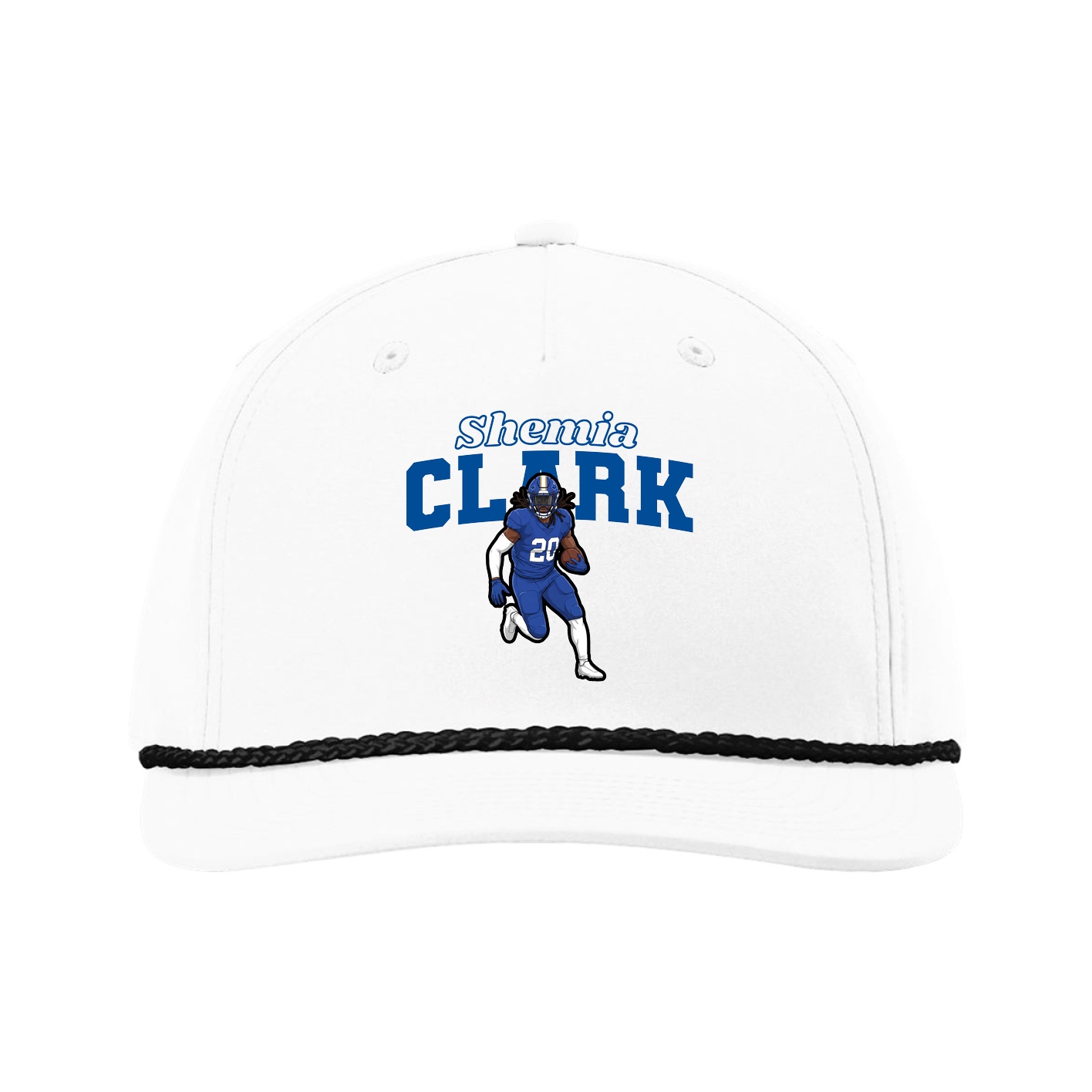 Five-Panel Classic Rope Cap — Name Arch in White