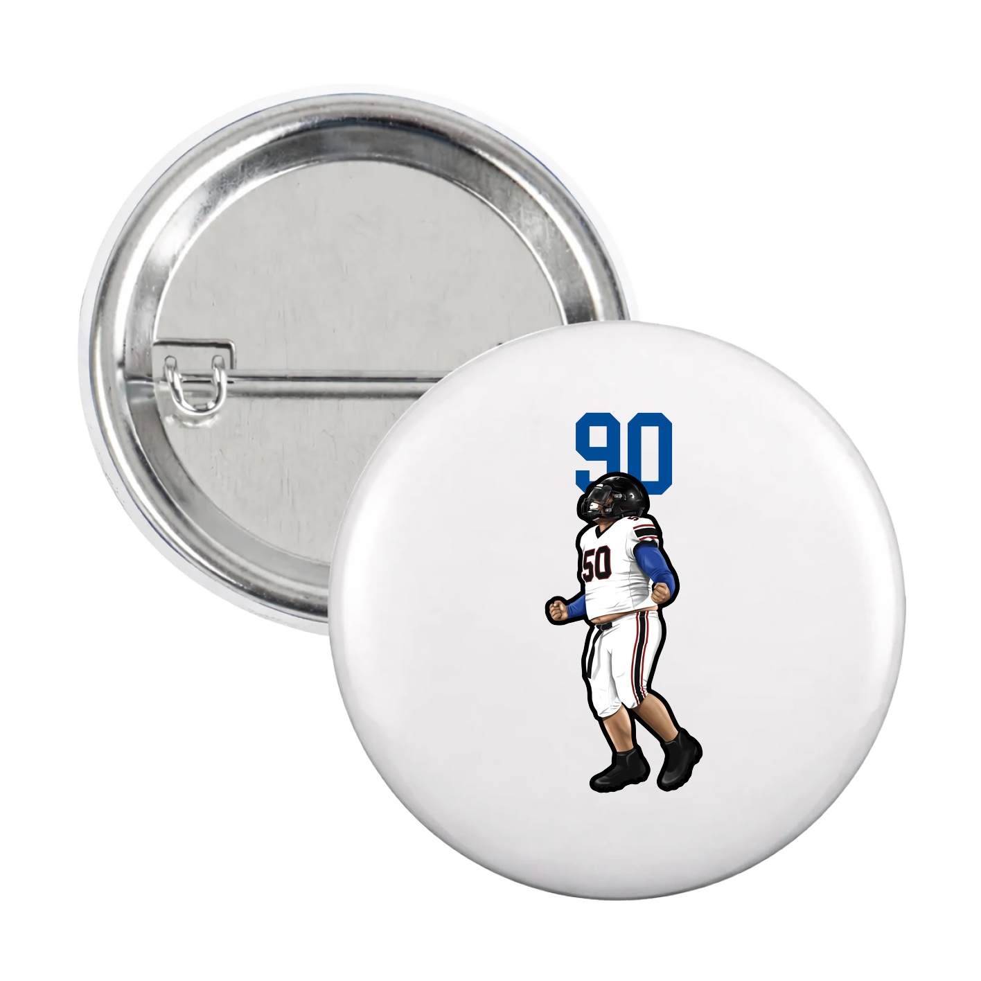 Game Day Button — Number Top in White
