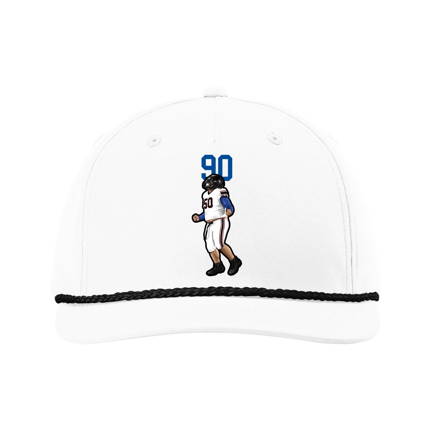 Five-Panel Classic Rope Cap — Number Top in White