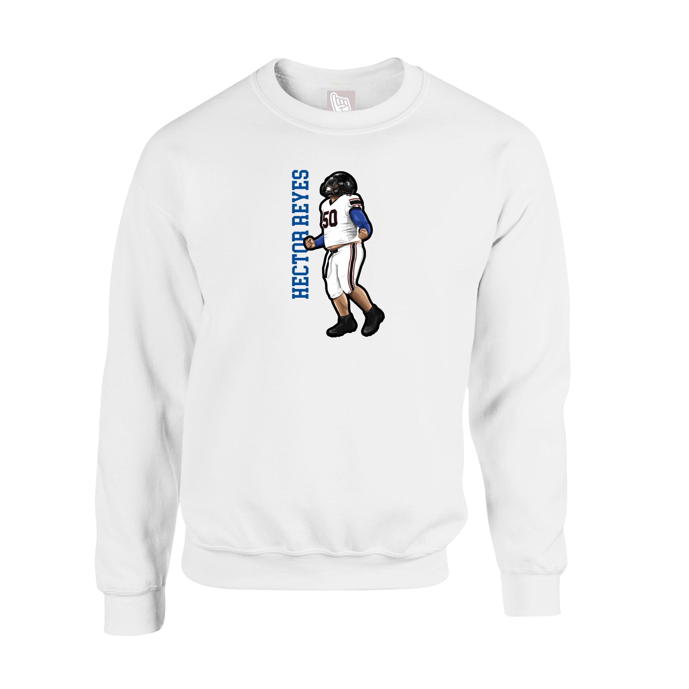 Fleece Crew — Name Vertical in White