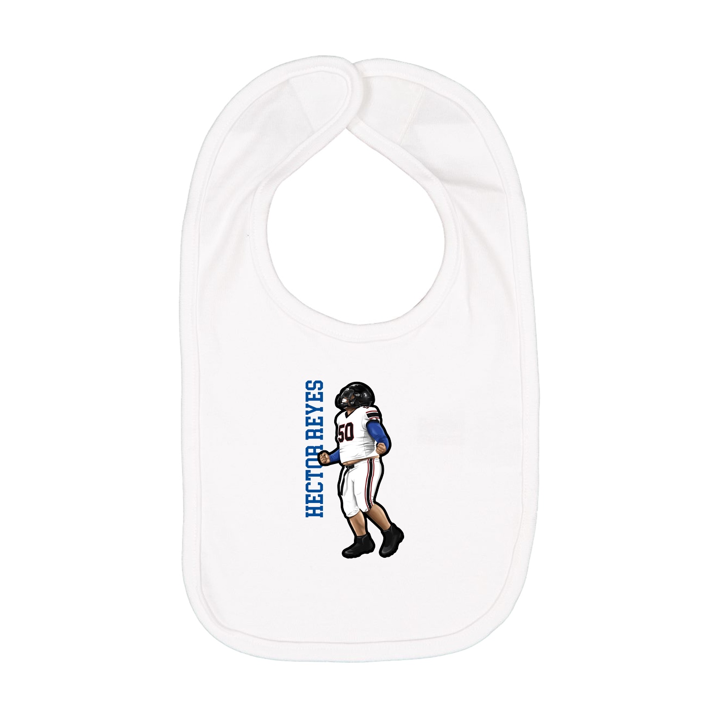 Infant Bib — Name Vertical in White