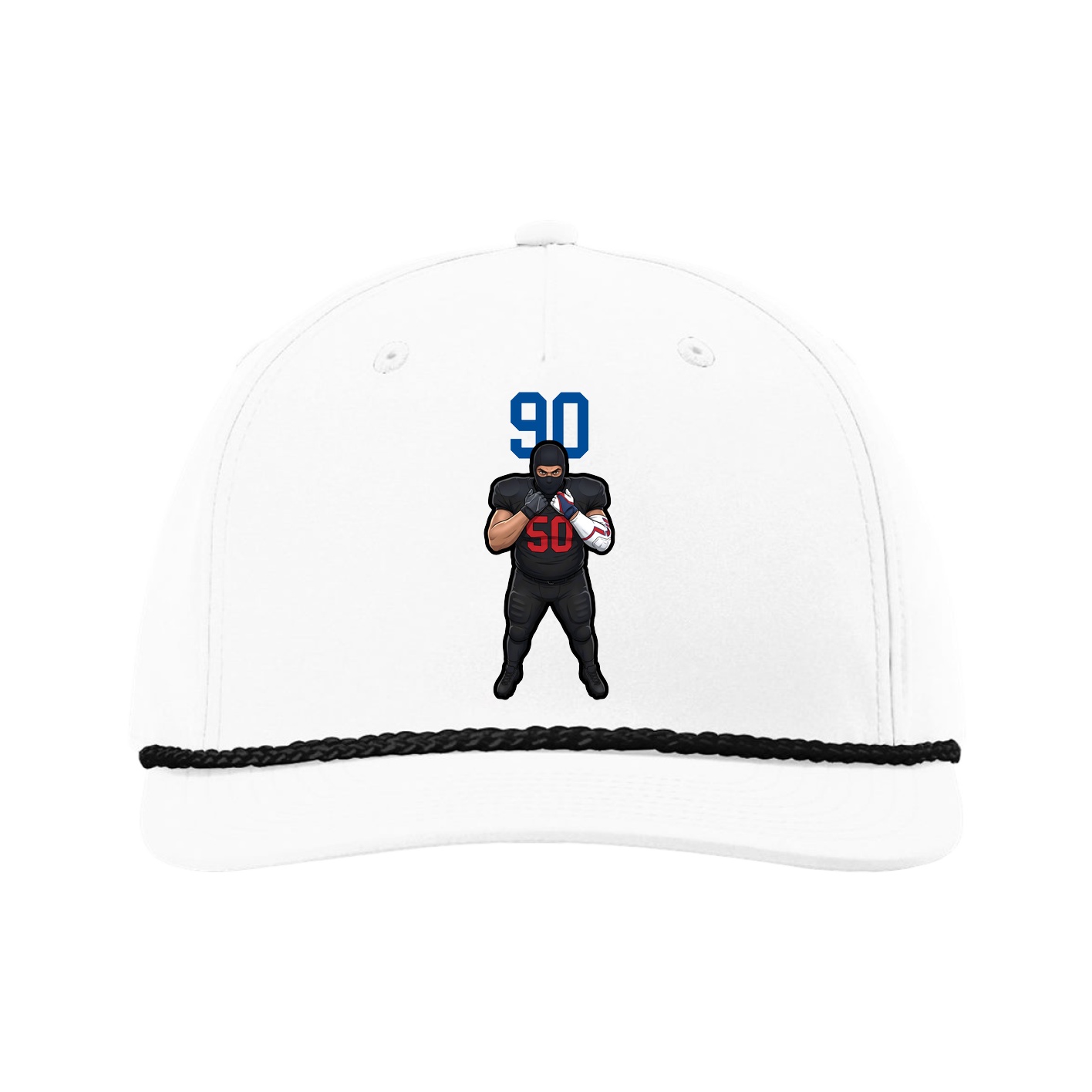 Five-Panel Classic Rope Cap — Number Top in White