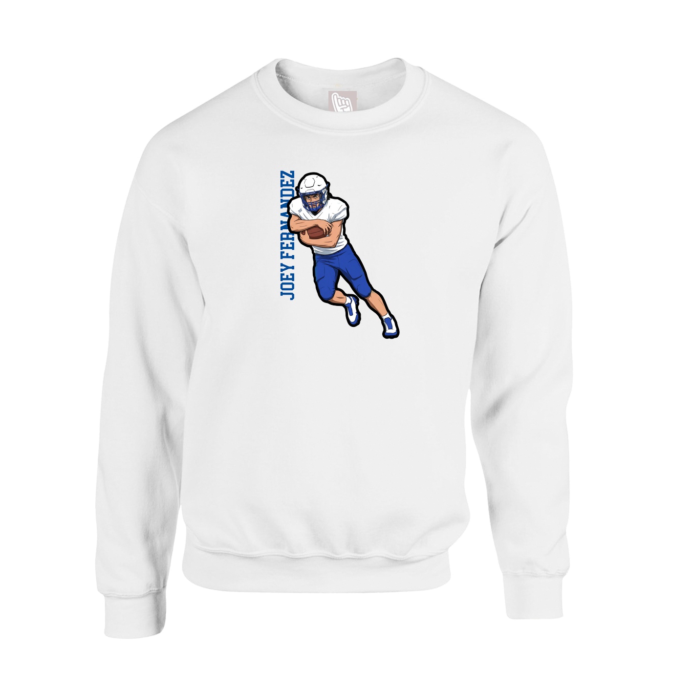 Fleece Crew — Name Vertical in White