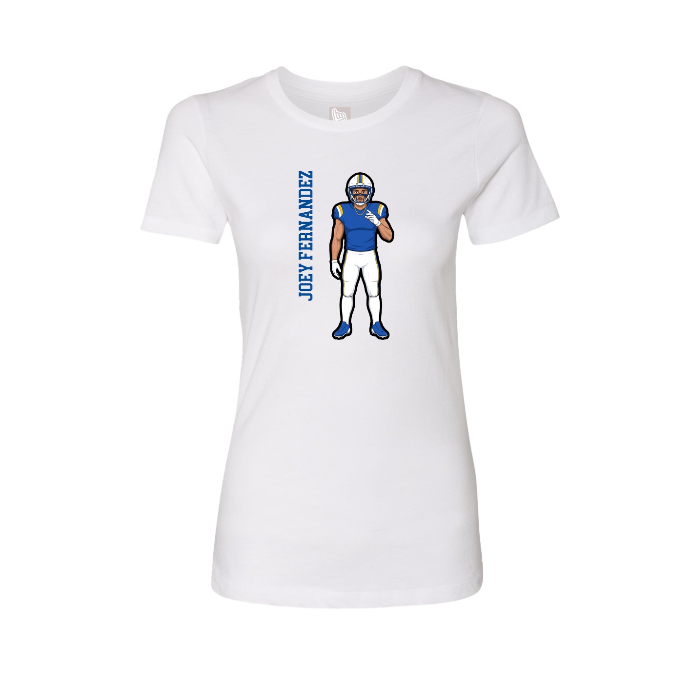 Fitted Women's Tee — Name Vertical in White