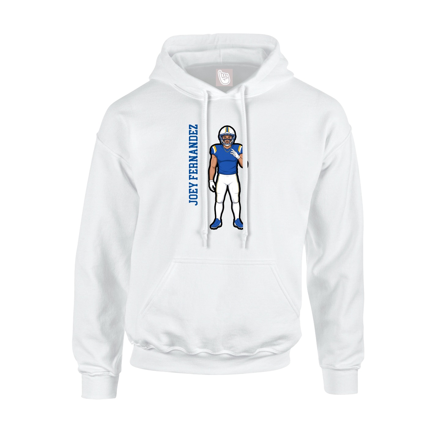 Youth Hoodie — Name Vertical in White