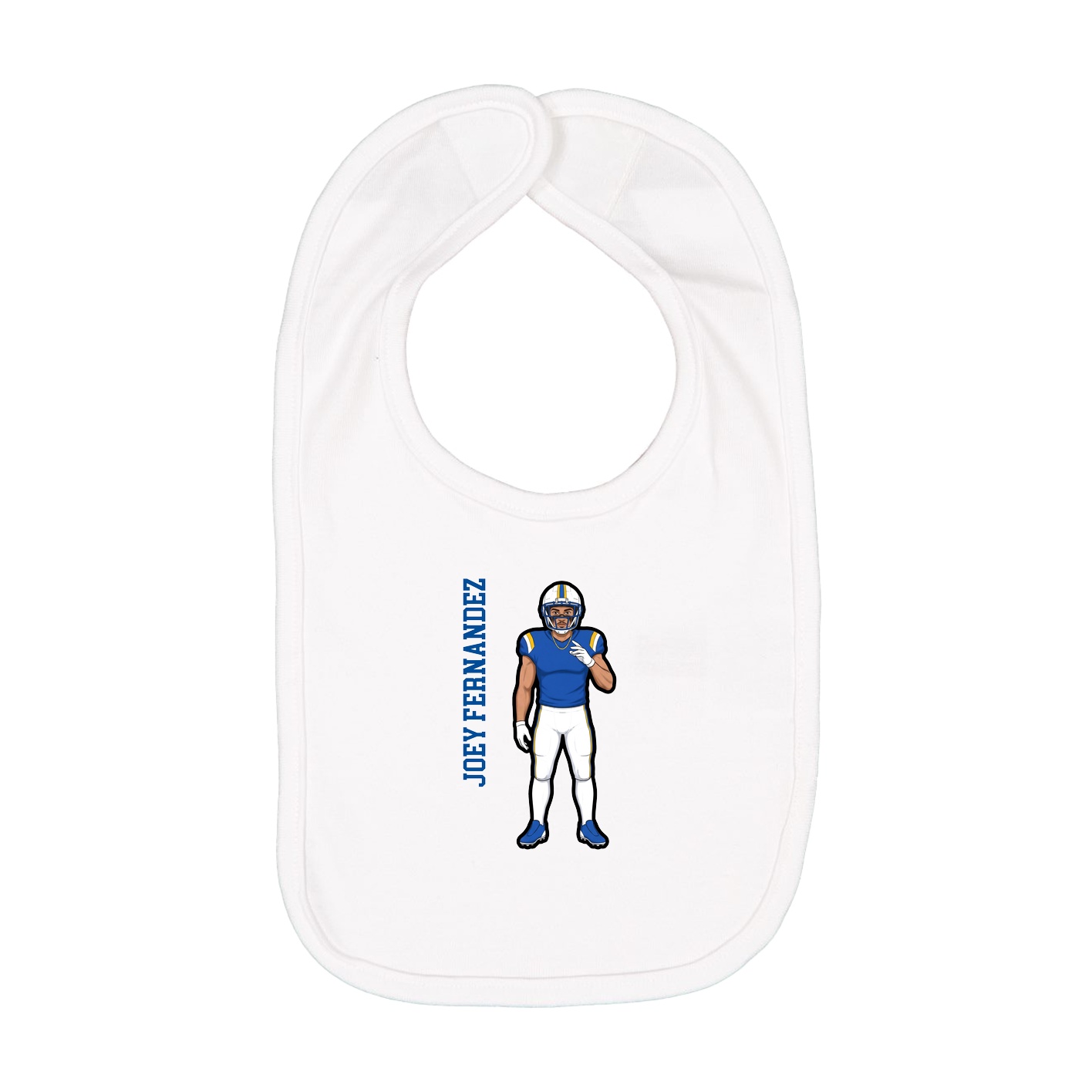 Infant Bib — Name Vertical in White