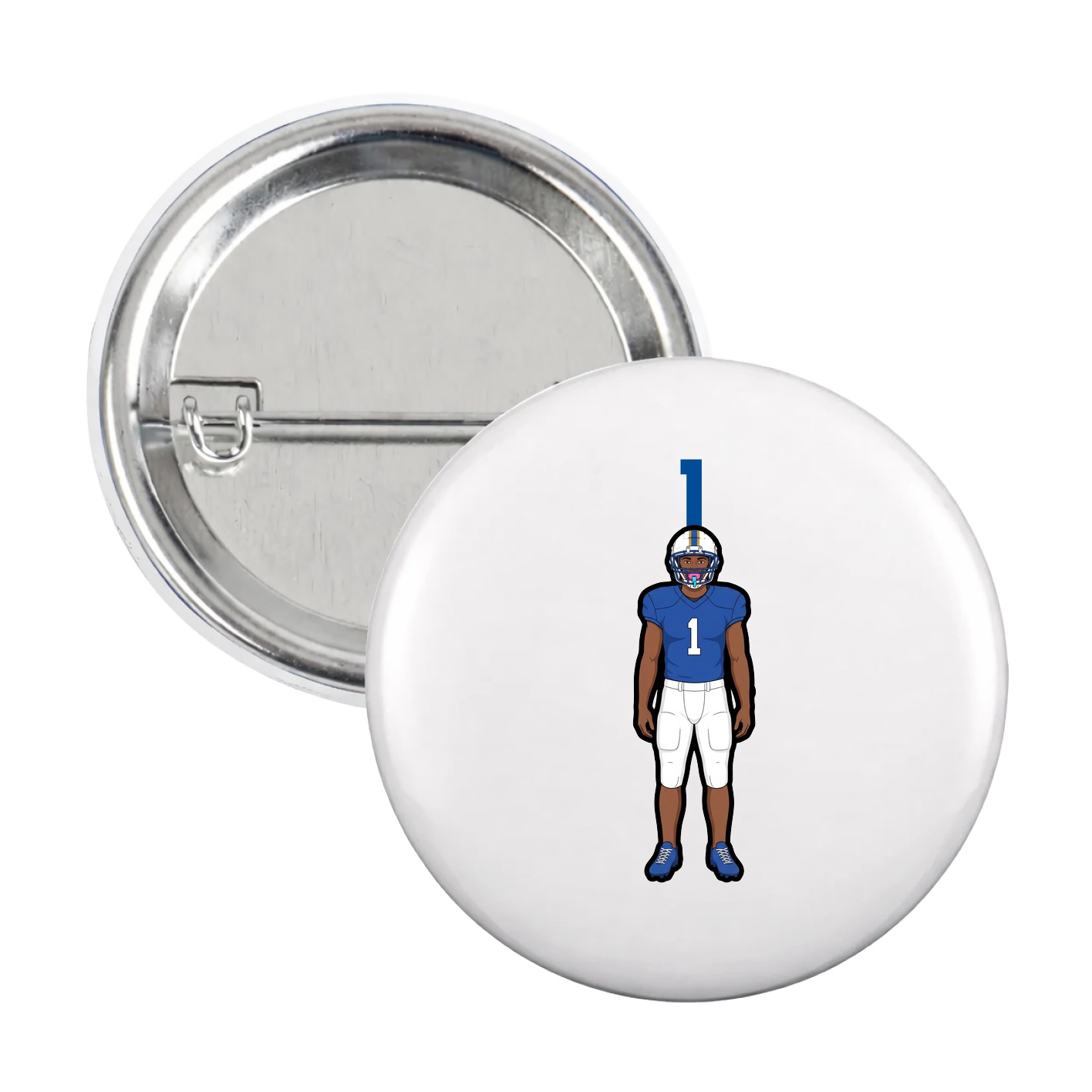 Game Day Button — Number Top in White